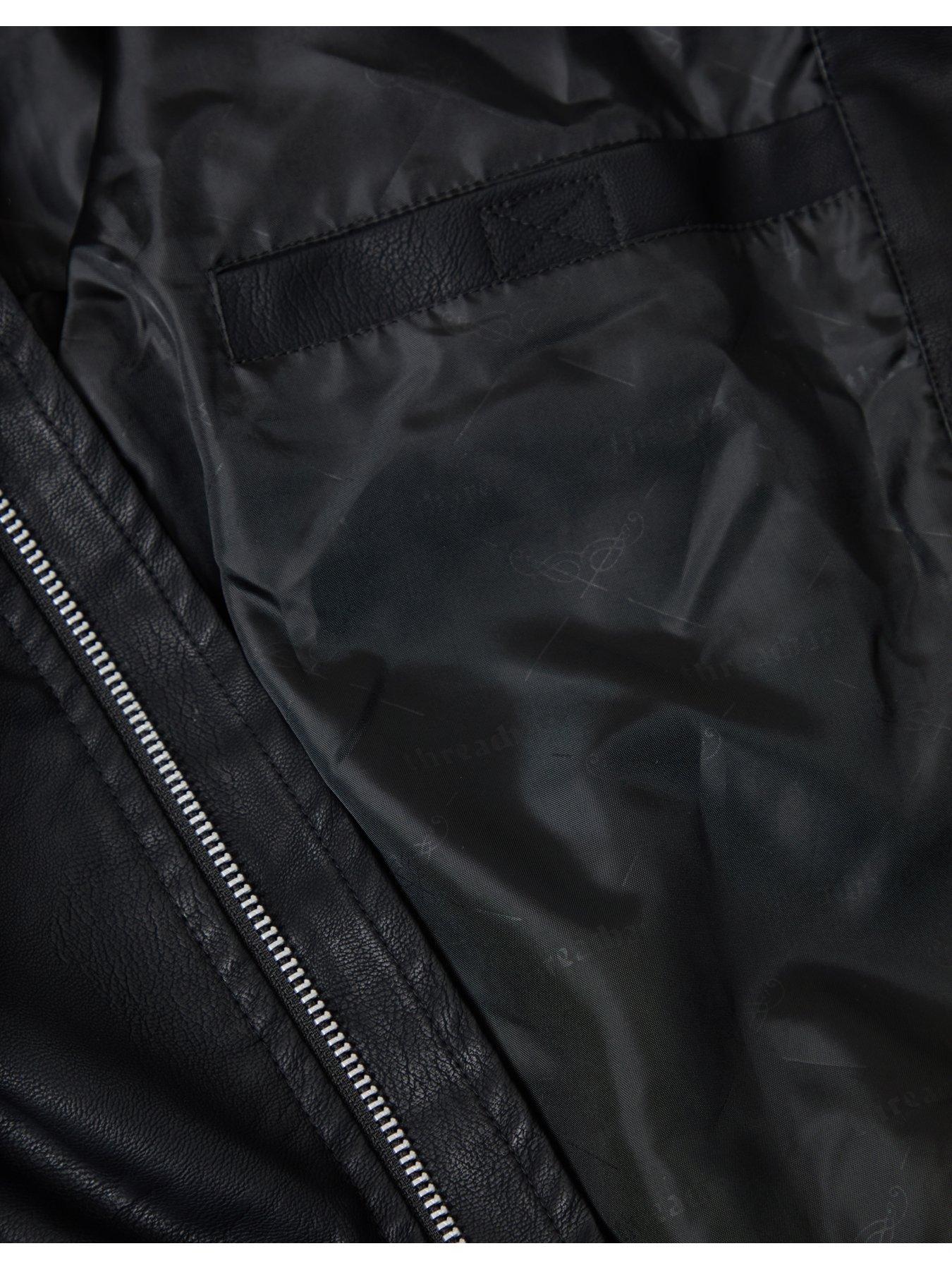 Image 5 of 5 of Threadbare Faux Leather Collared Jacket In Black