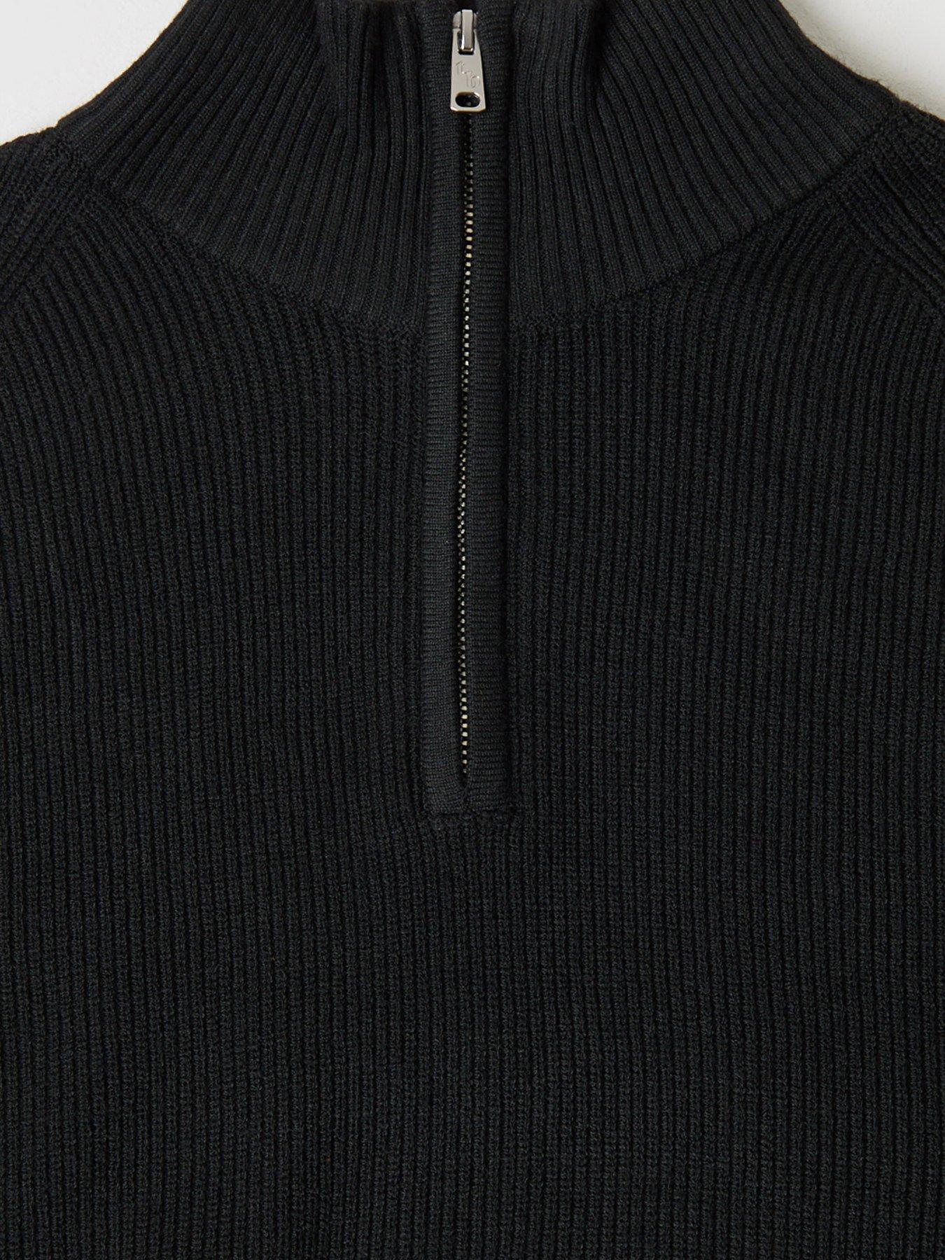 Image 4 of 6 of Threadbare Mens Jumper 1/4 Zip Luckie - Black 12gg