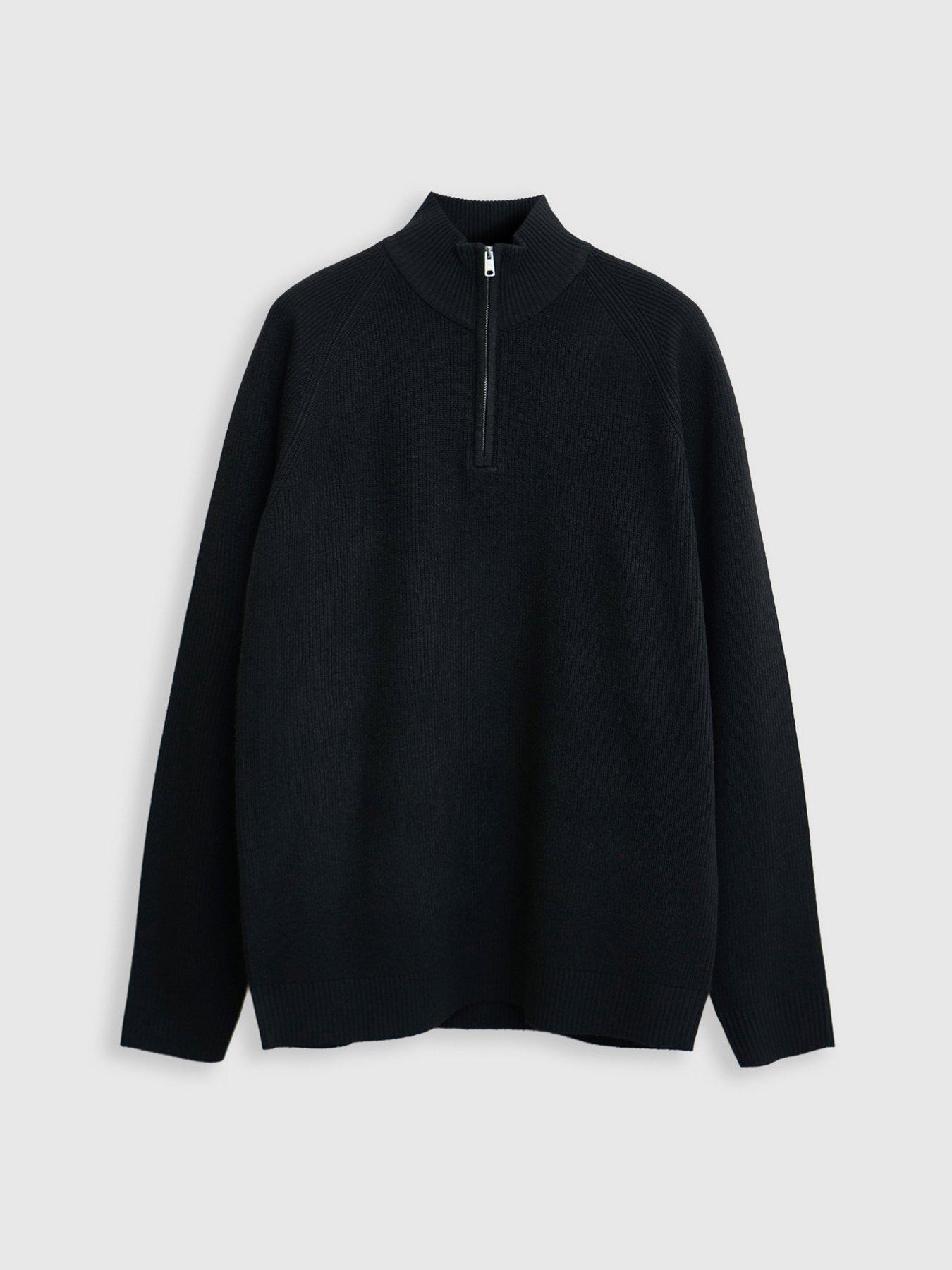 Image 6 of 6 of Threadbare Mens Jumper 1/4 Zip Luckie - Black 12gg