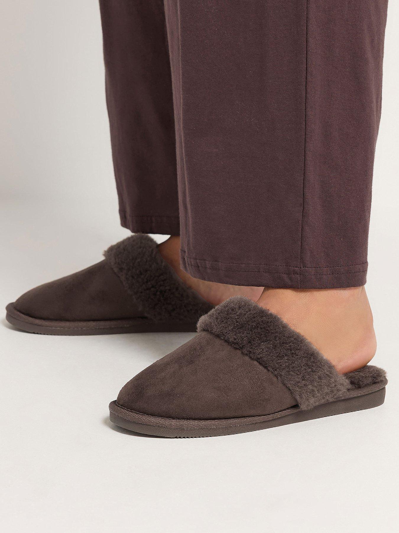 Image 1 of 4 of Yours Womens Faux Fur Mule Slipper - Brown