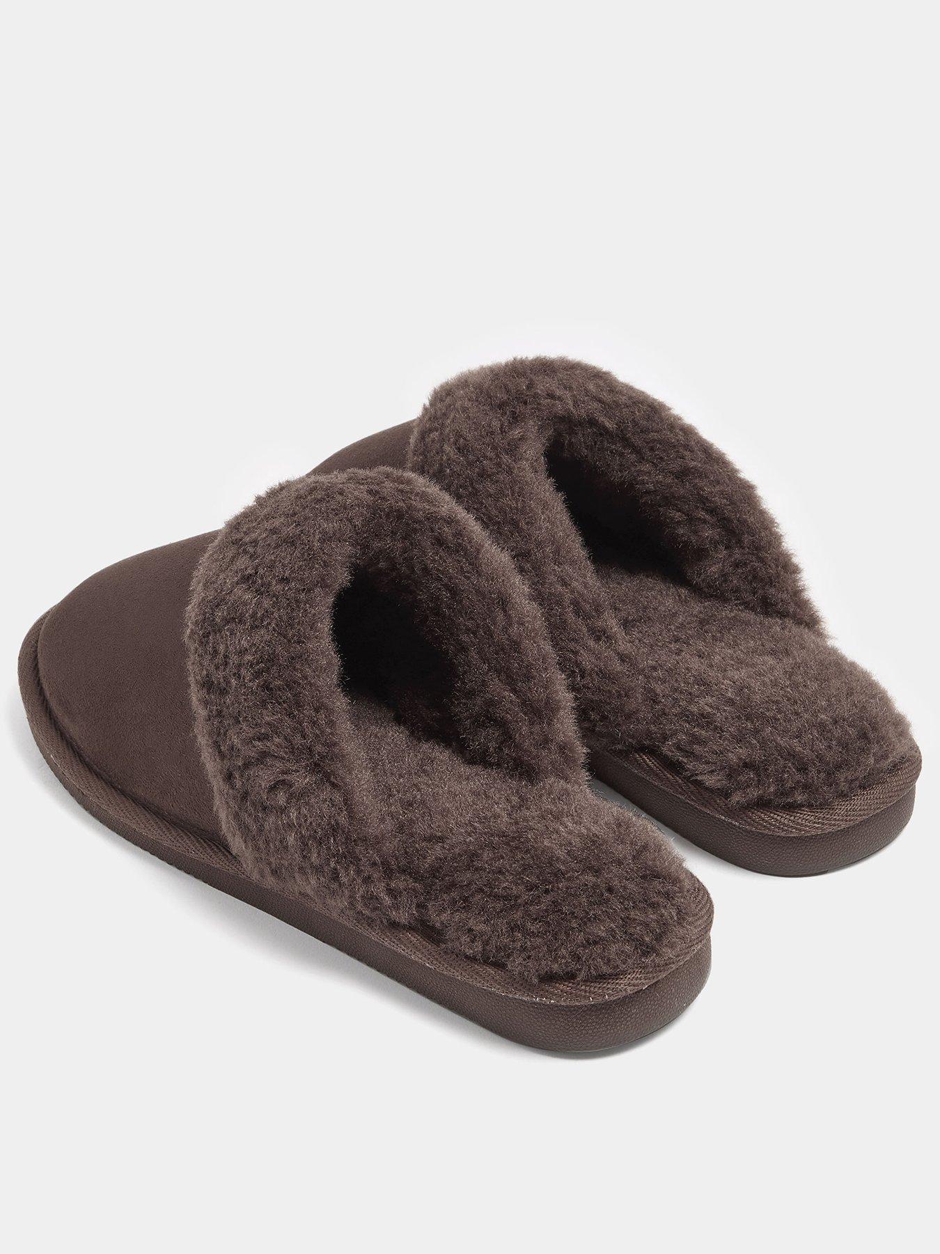 Image 3 of 4 of Yours Womens Faux Fur Mule Slipper - Brown