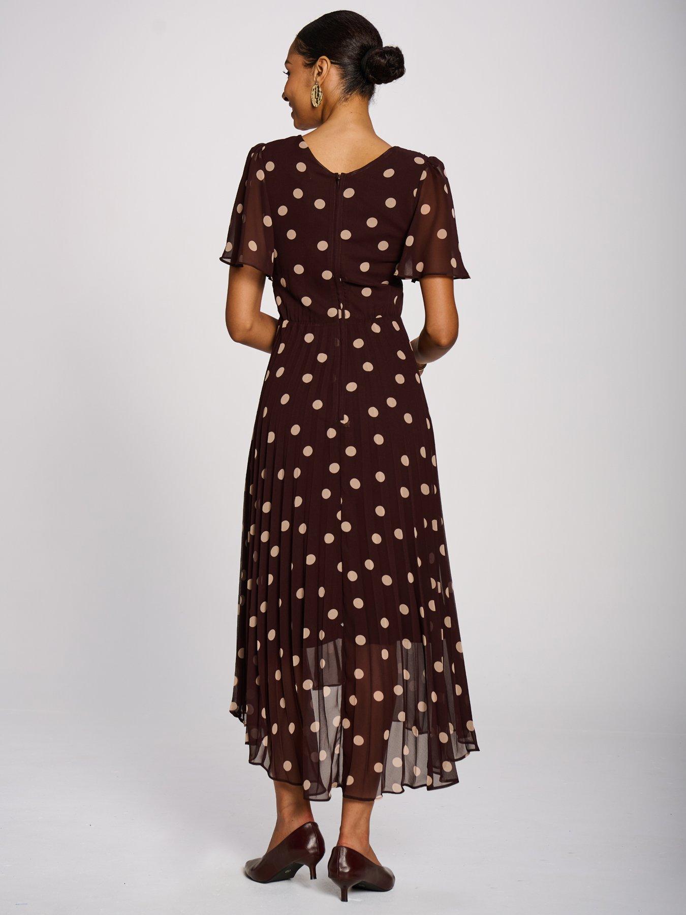 Image 2 of 7 of Jolie Moi Womens Angel Sleeve Pleated Wrap-Look Maxi Dress - Burgundy