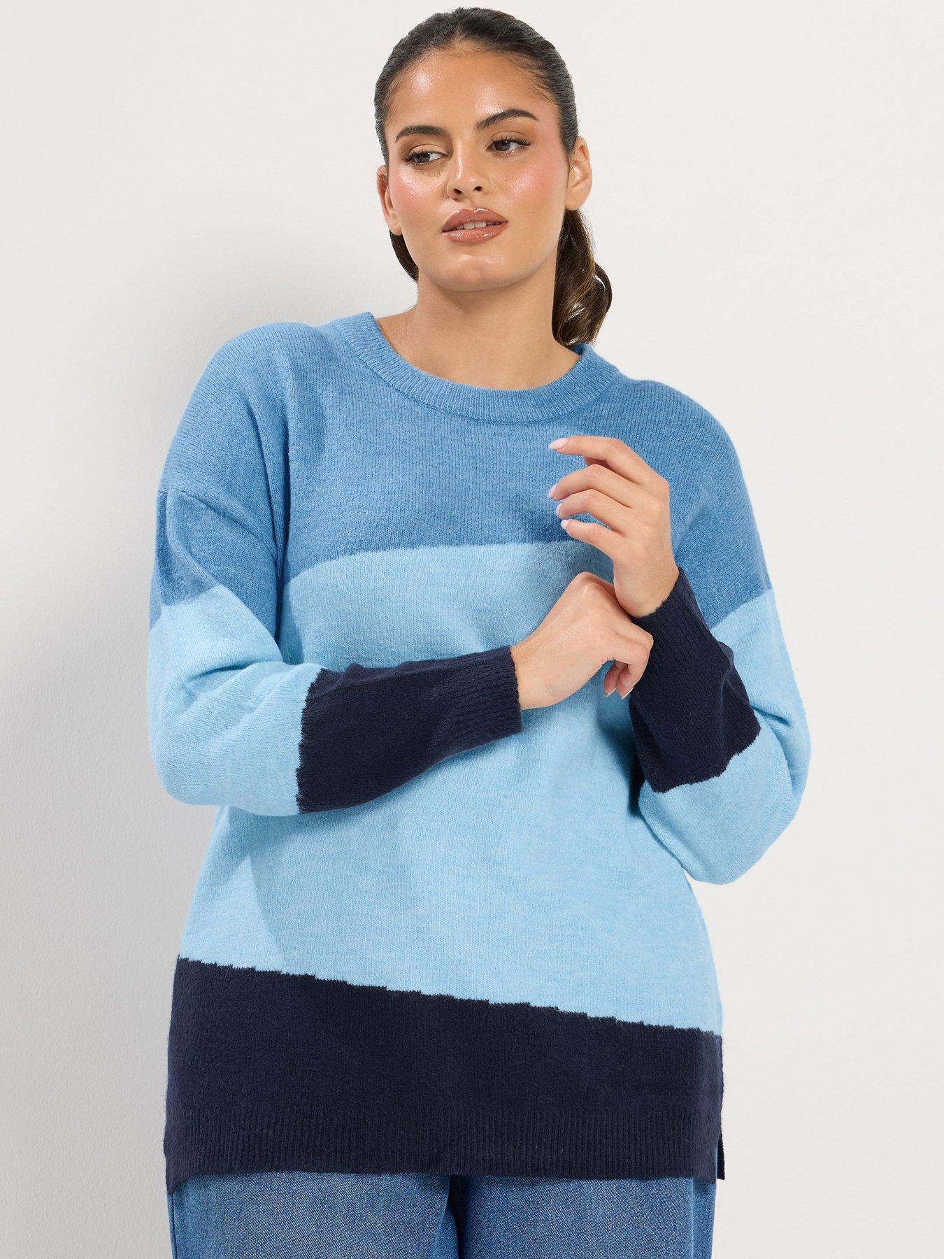 Image 1 of 4 of Yours Curve Colourblock Flash Yarn Jumper