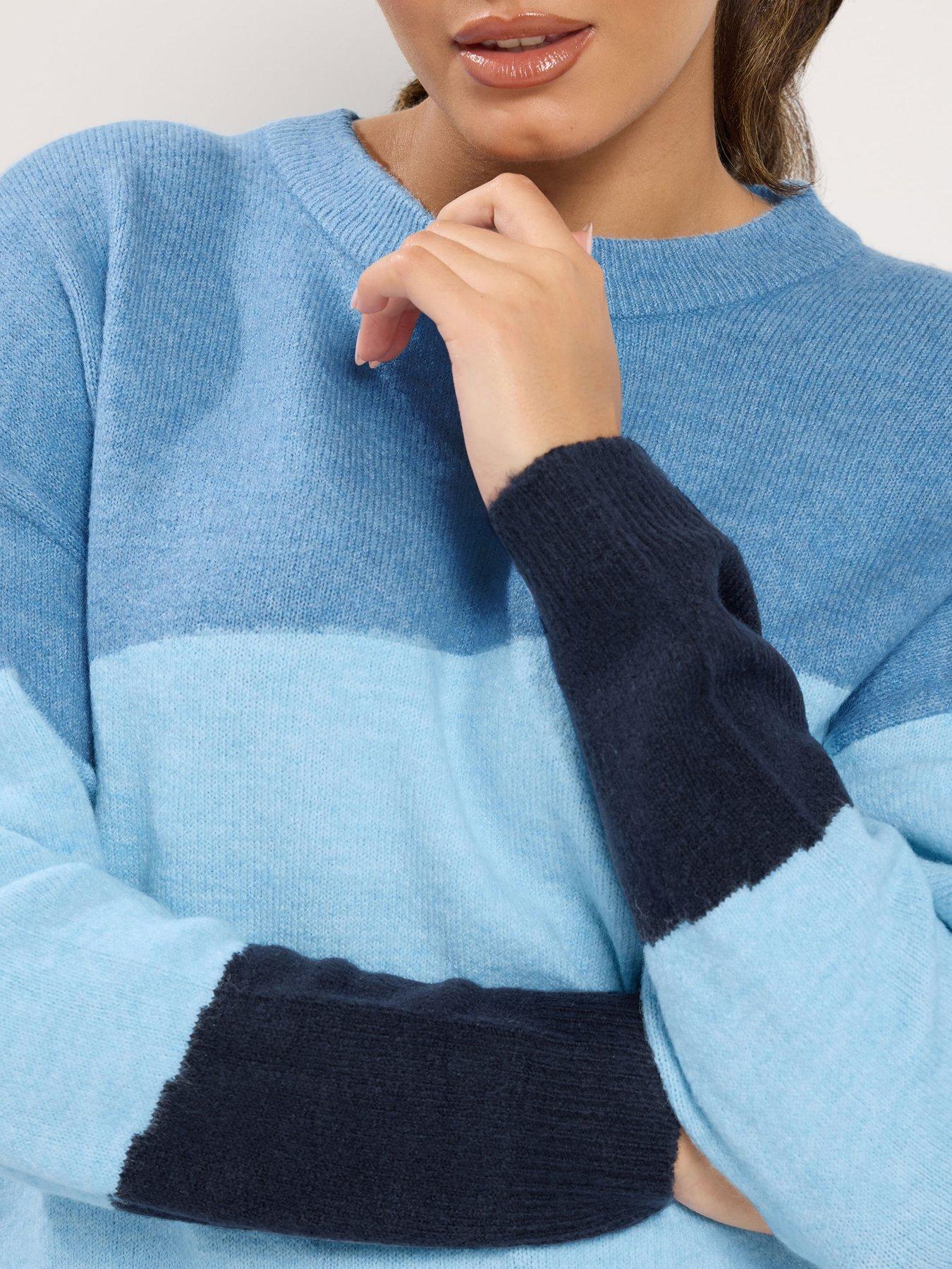 Image 4 of 4 of Yours Curve Colourblock Flash Yarn Jumper