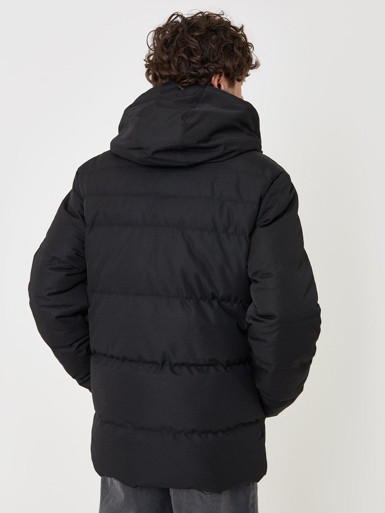 Image 2 of 5 of Threadbare Mens Maplewood Padded Hooded Zip And Popper Jacket - Black