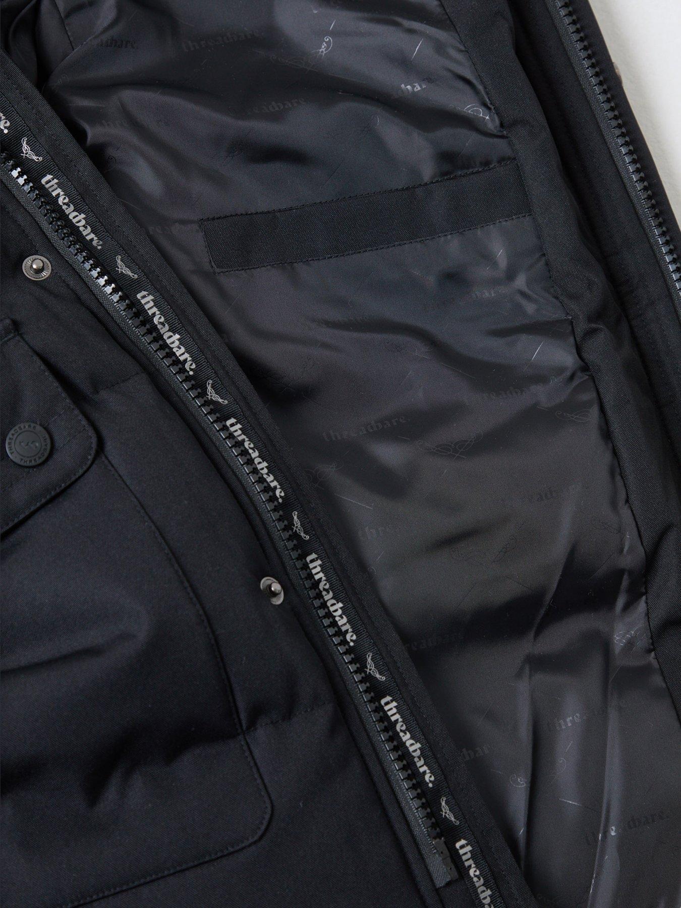 Image 5 of 5 of Threadbare Mens Maplewood Padded Hooded Zip And Popper Jacket - Black