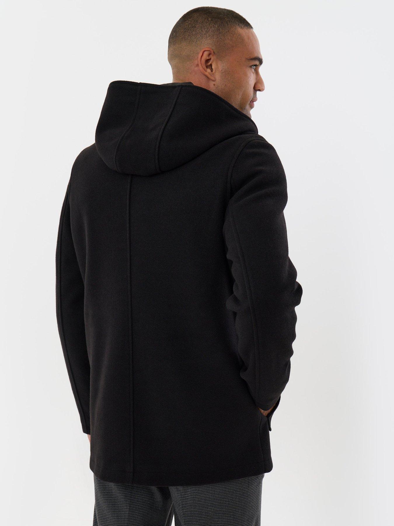 Image 2 of 6 of Threadbare Mens Arnes Faux Wool Hooded Jacket - Black