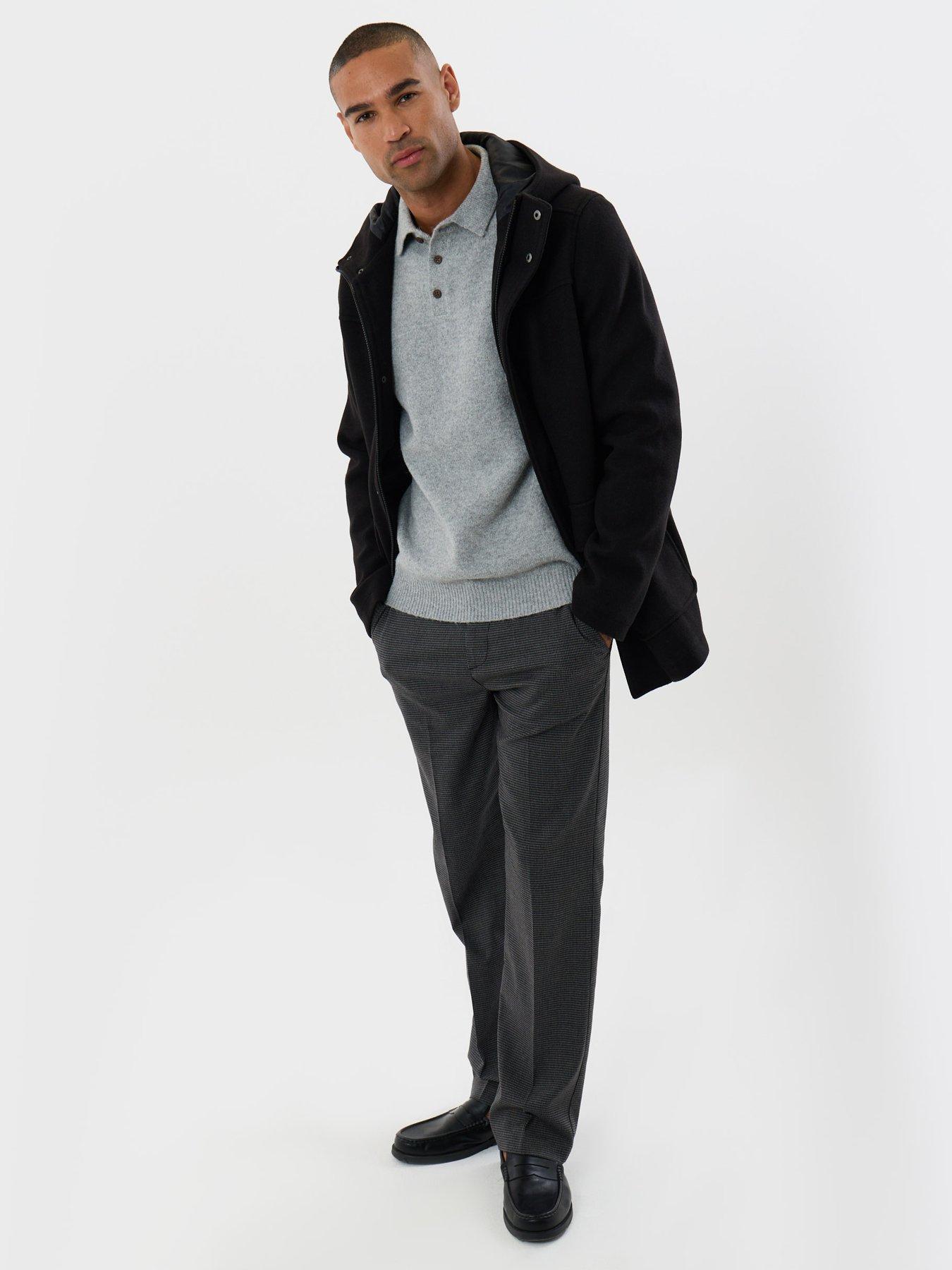 Image 3 of 6 of Threadbare Mens Arnes Faux Wool Hooded Jacket - Black