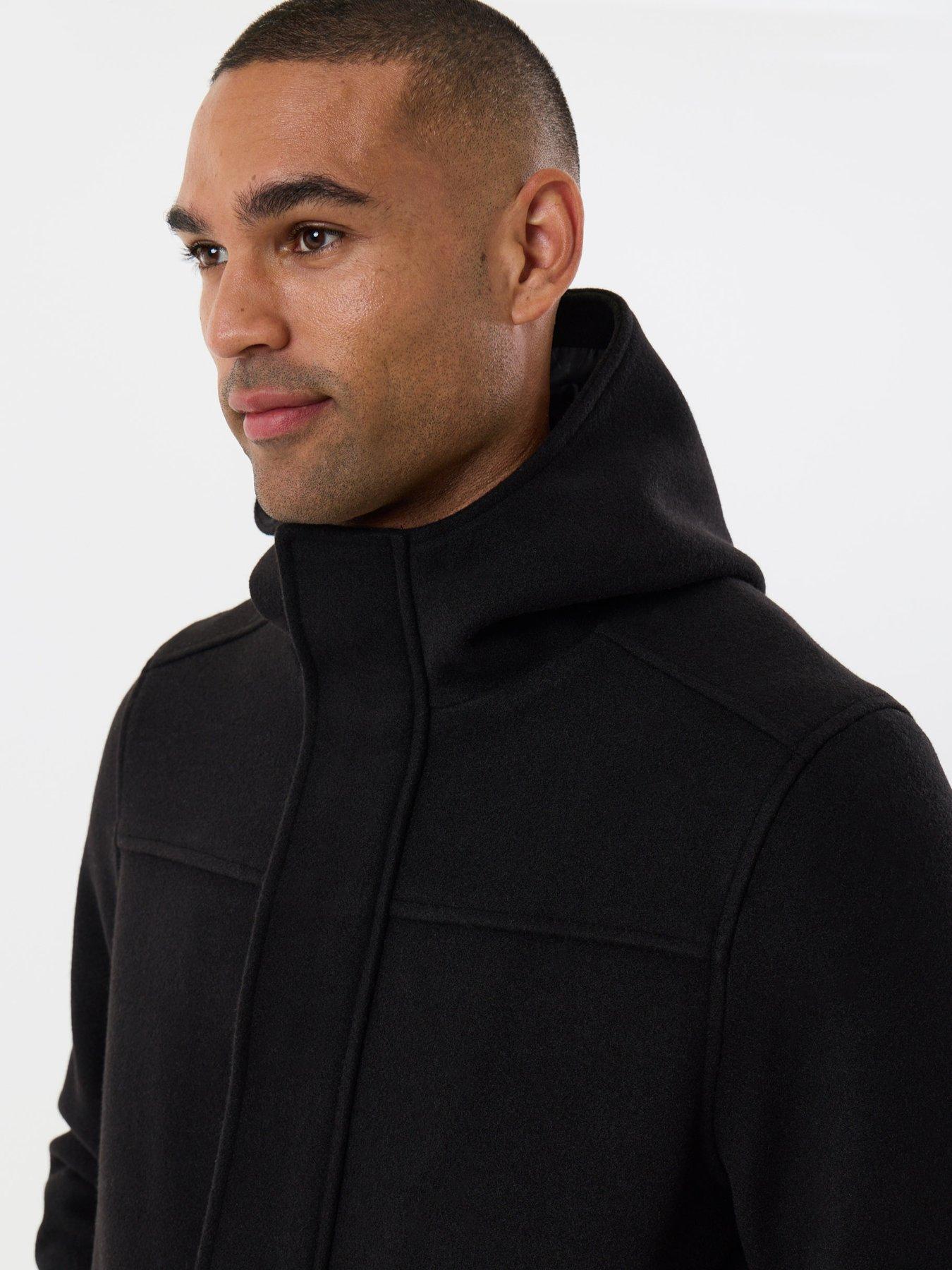 Image 4 of 6 of Threadbare Mens Arnes Faux Wool Hooded Jacket - Black