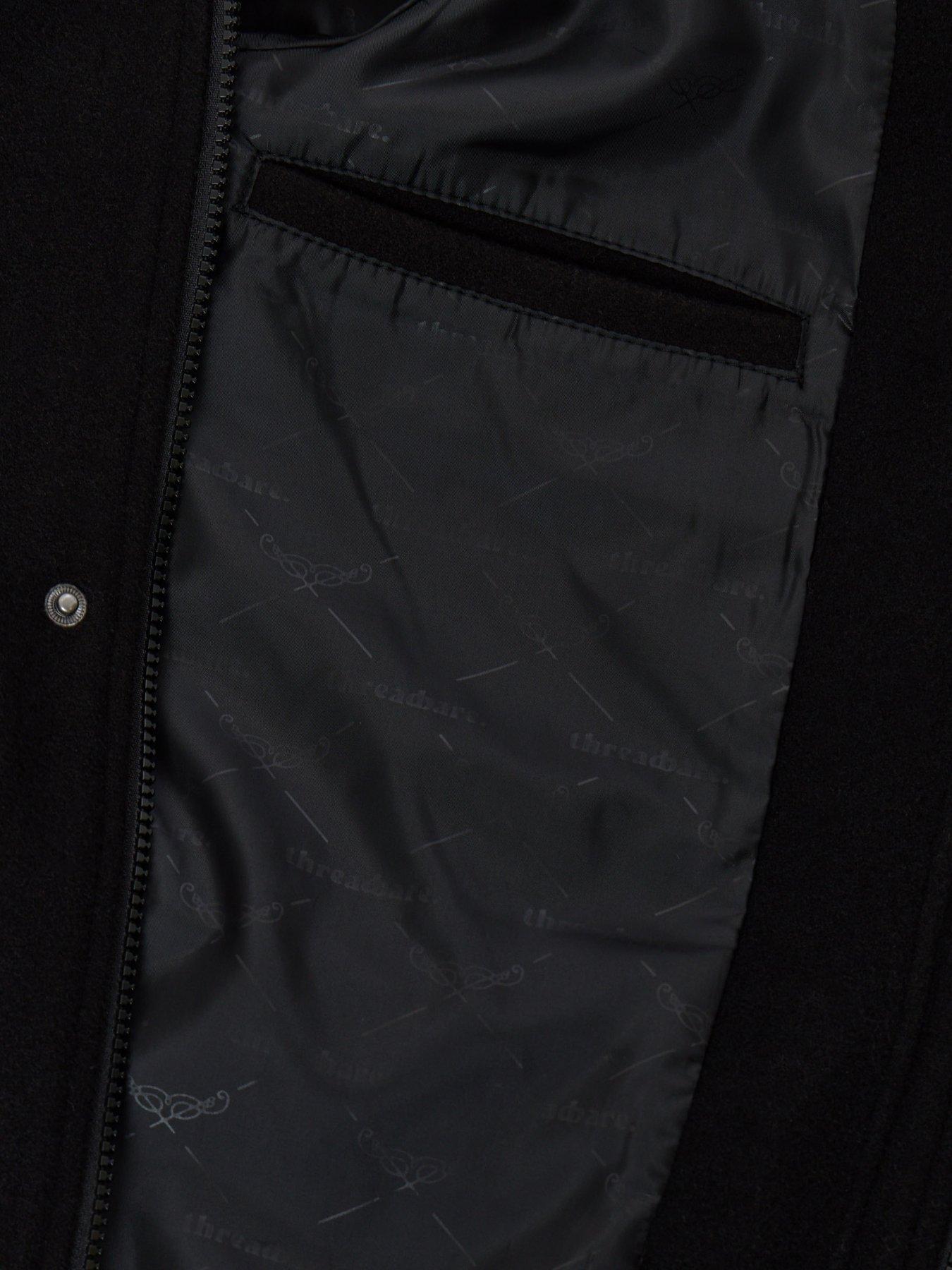 Image 6 of 6 of Threadbare Mens Arnes Faux Wool Hooded Jacket - Black