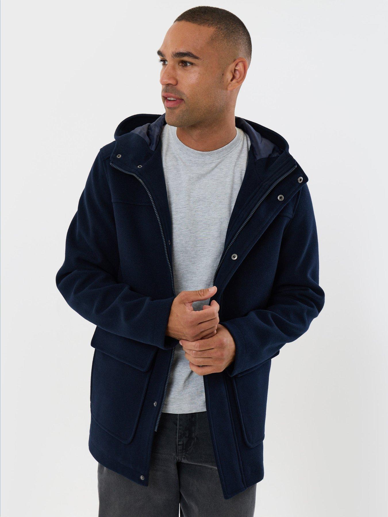 Image 1 of 5 of Threadbare Mens Arnes Faux Wool Hooded Jacket - Navy