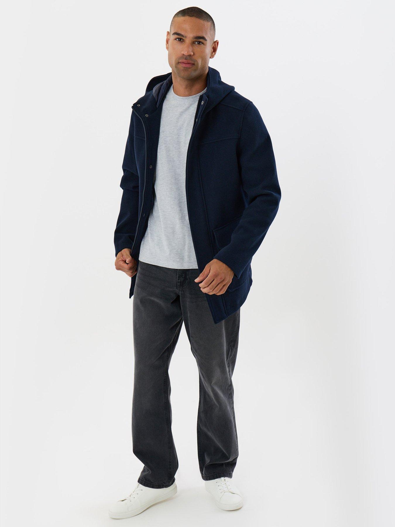 Image 3 of 5 of Threadbare Mens Arnes Faux Wool Hooded Jacket - Navy