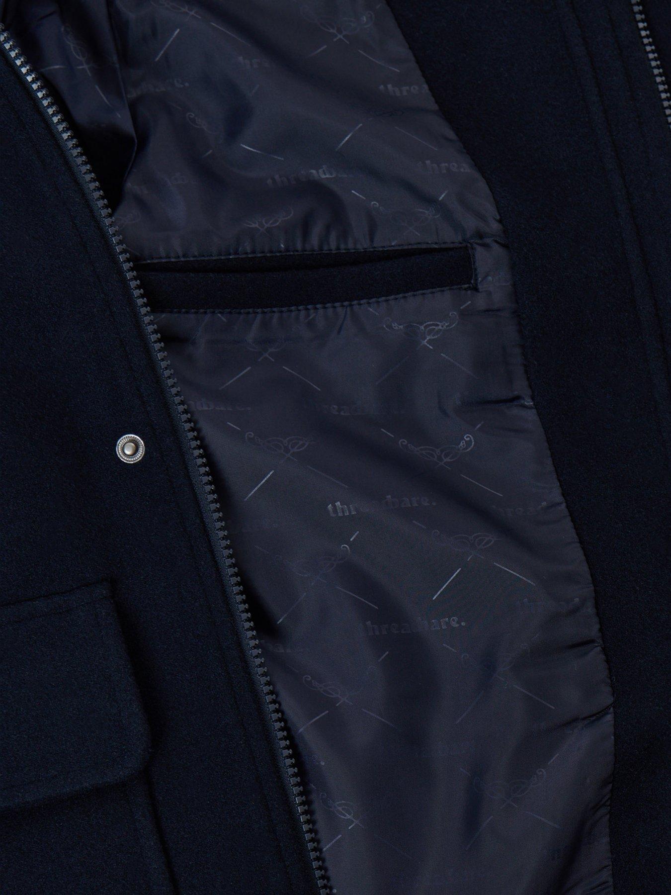 Image 5 of 5 of Threadbare Mens Arnes Faux Wool Hooded Jacket - Navy