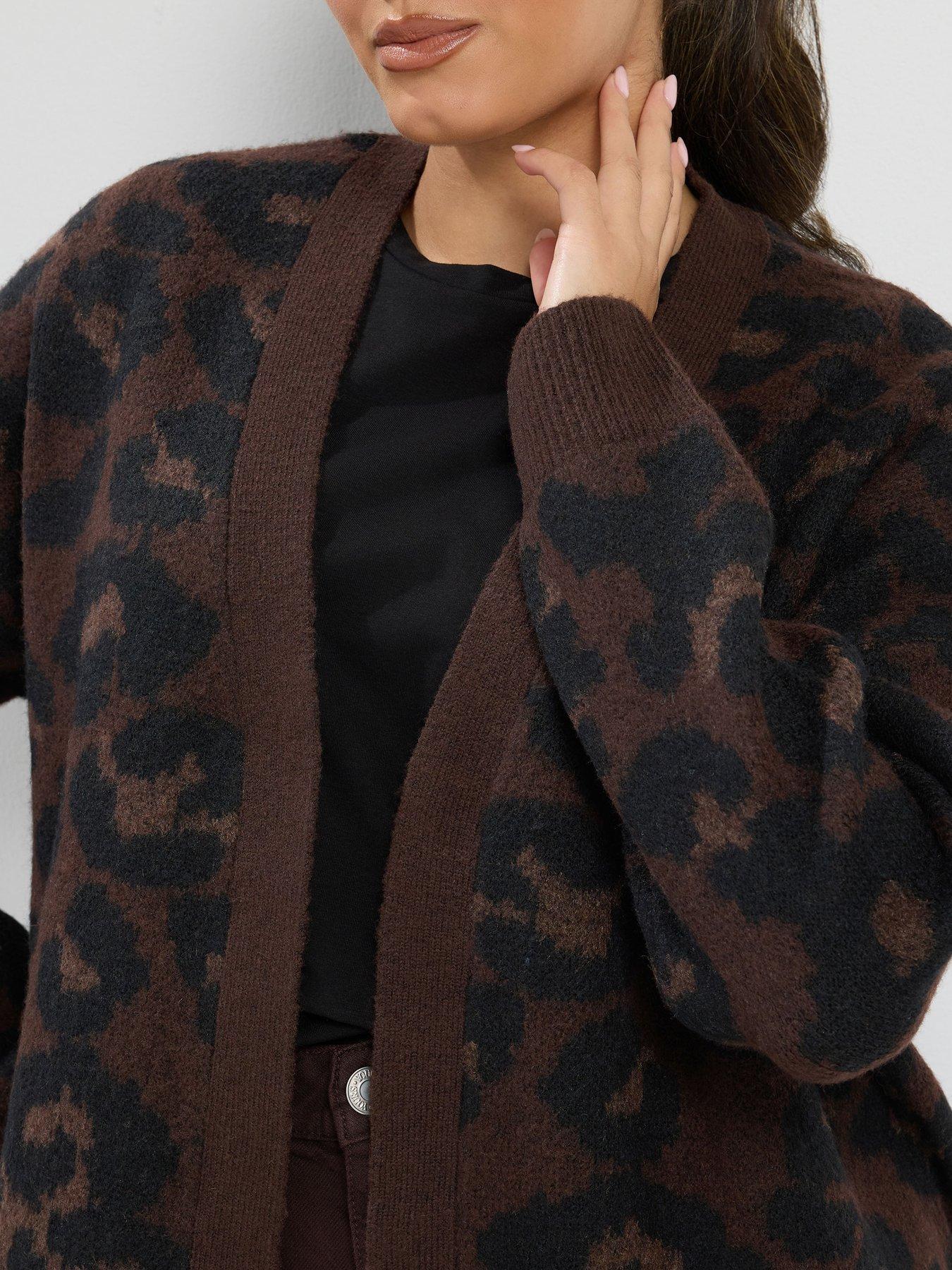Image 4 of 4 of Yours Womens Curve Leopard Cardigan - Brown
