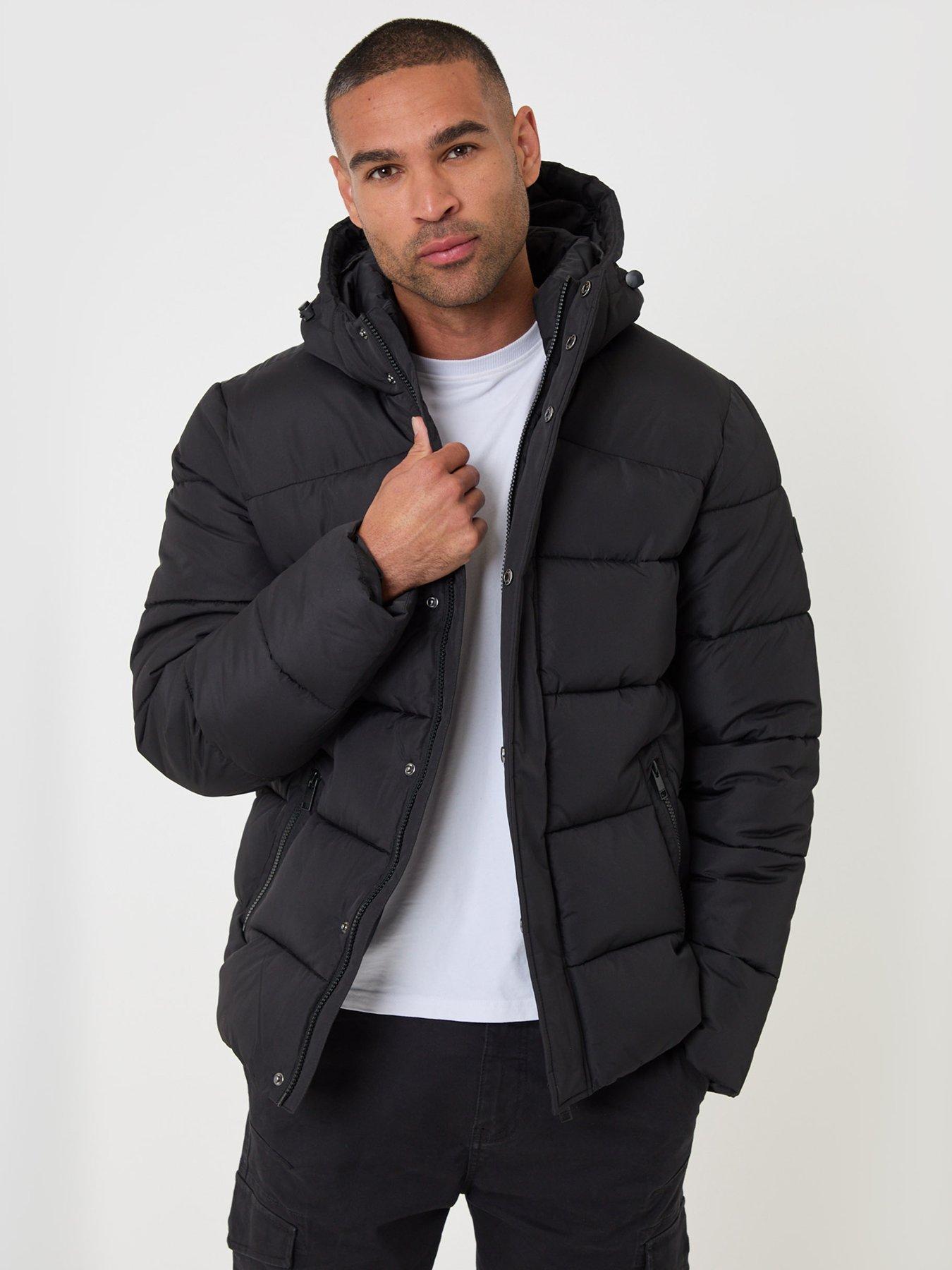 Image 1 of 5 of Threadbare Mens Padded Hooded Zip Puffer Torso Jacket - Black