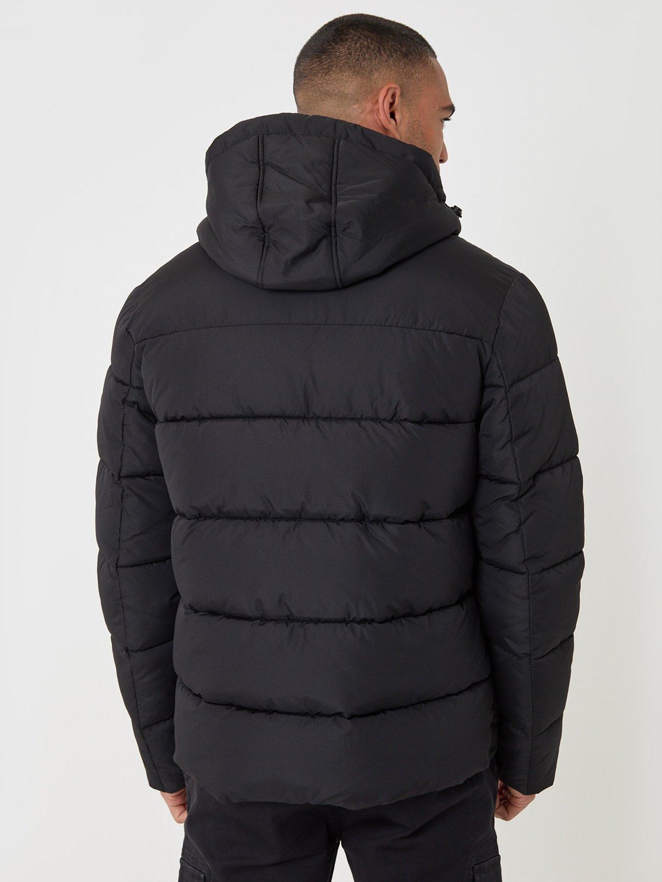 Image 2 of 5 of Threadbare Mens Padded Hooded Zip Puffer Torso Jacket - Black