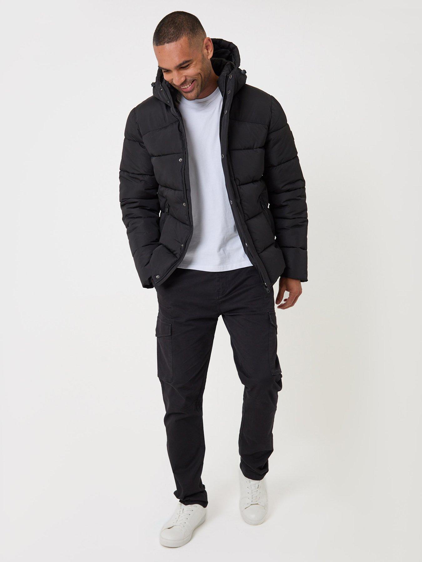 Image 3 of 5 of Threadbare Mens Padded Hooded Zip Puffer Torso Jacket - Black
