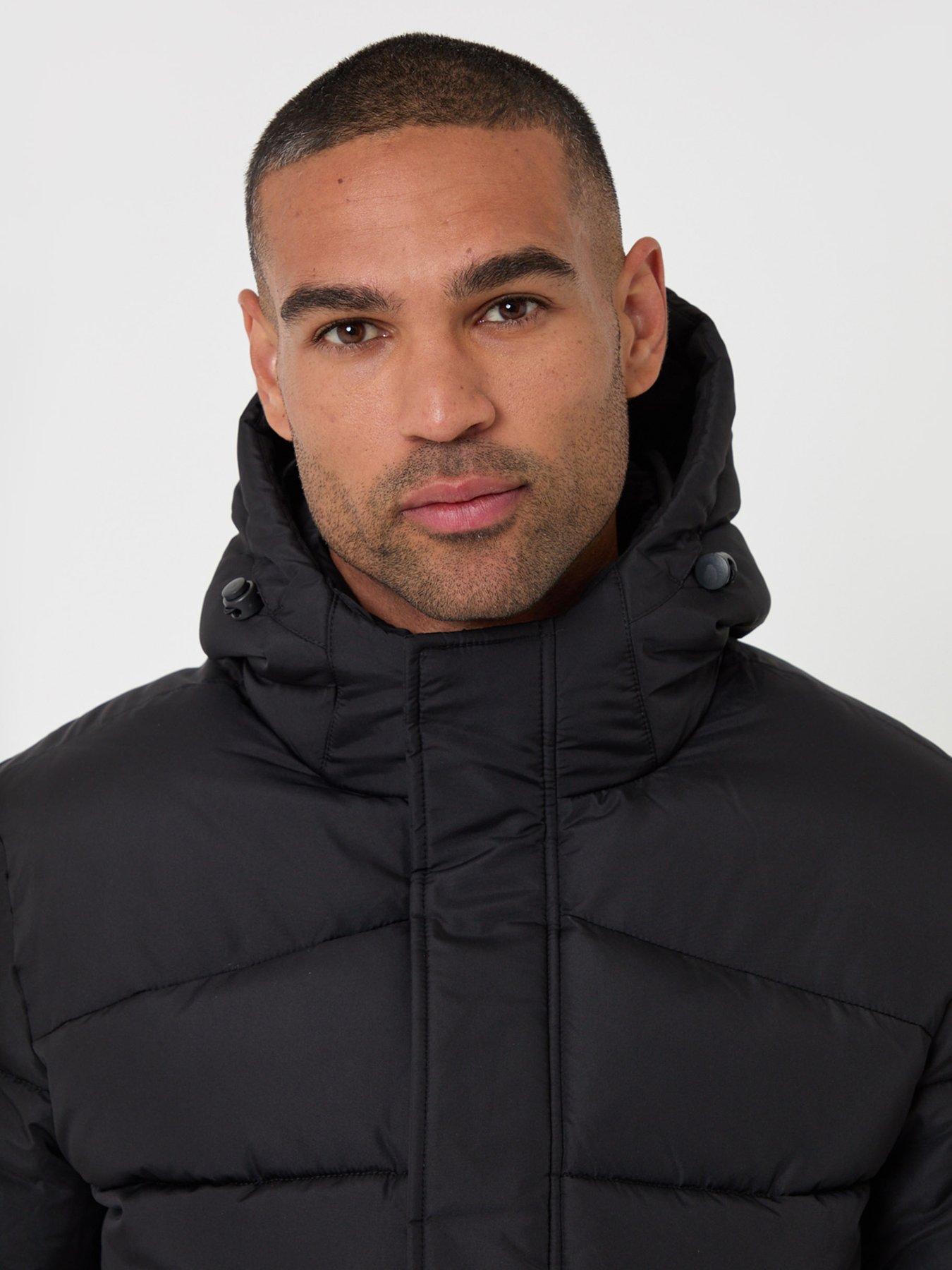 Image 4 of 5 of Threadbare Mens Padded Hooded Zip Puffer Torso Jacket - Black