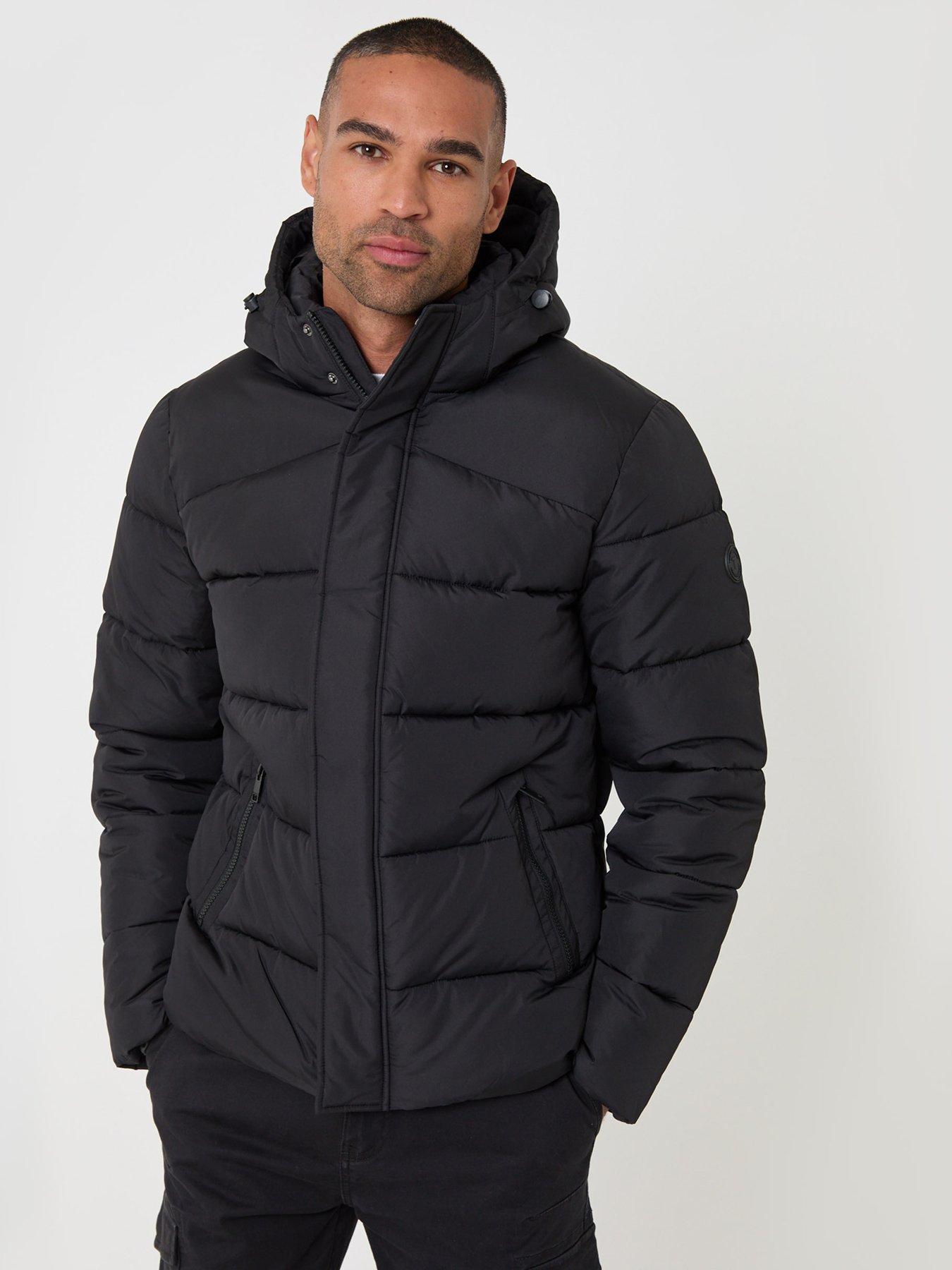 Image 5 of 5 of Threadbare Mens Padded Hooded Zip Puffer Torso Jacket - Black