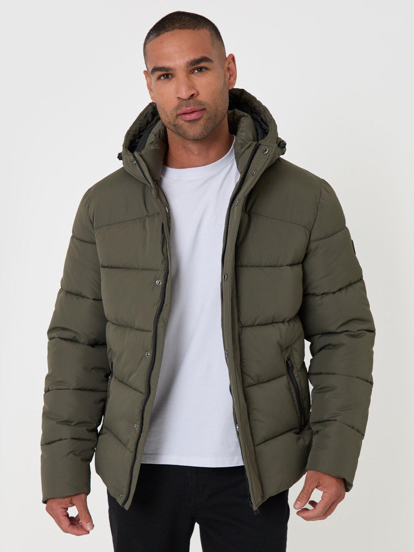 Image 1 of 5 of Threadbare Mens Padded Hooded Puffer Torso Jacket - Khaki