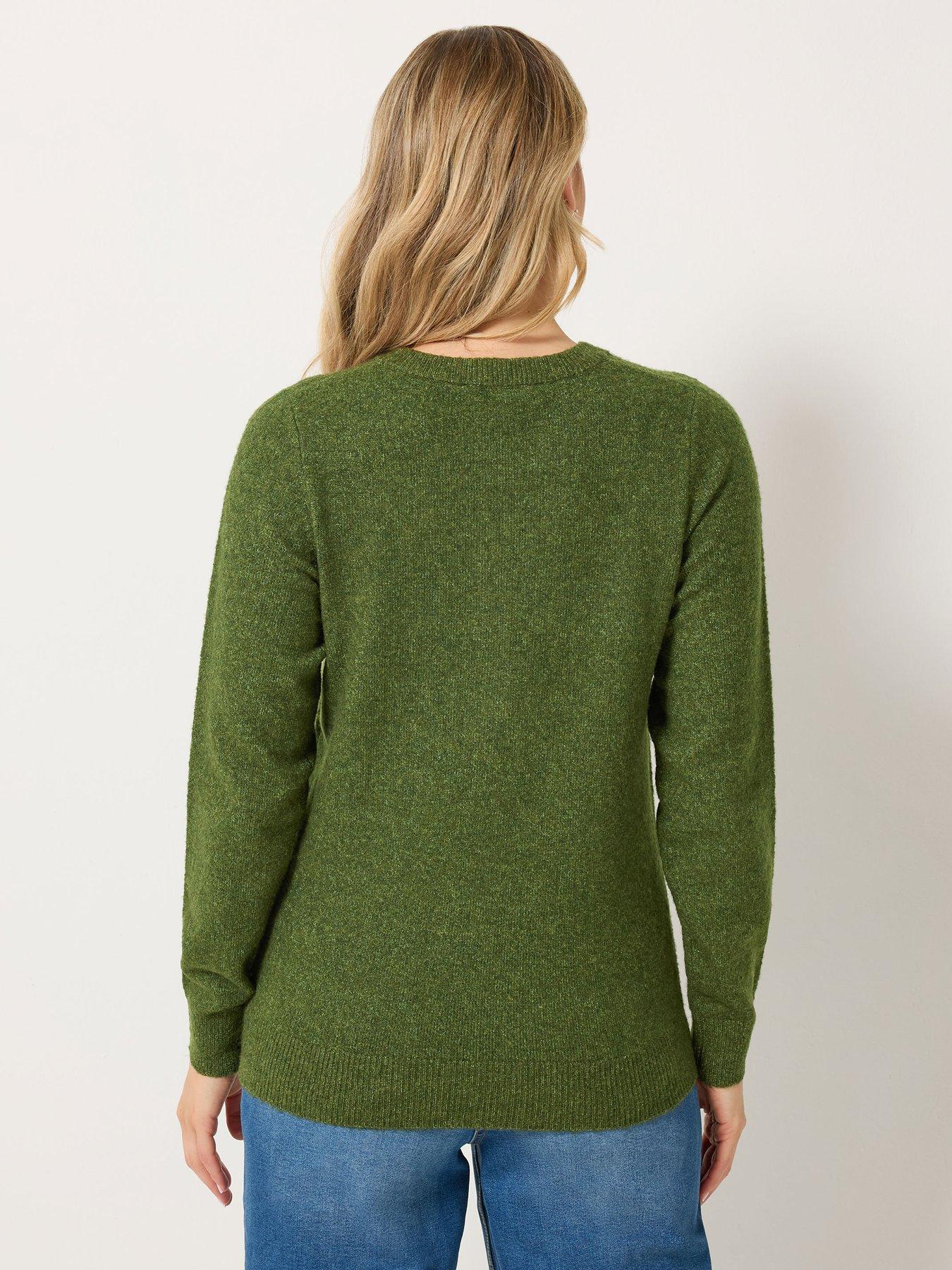 Image 2 of 4 of Long Tall Sally Womens Tall Half Button Jumper - Green