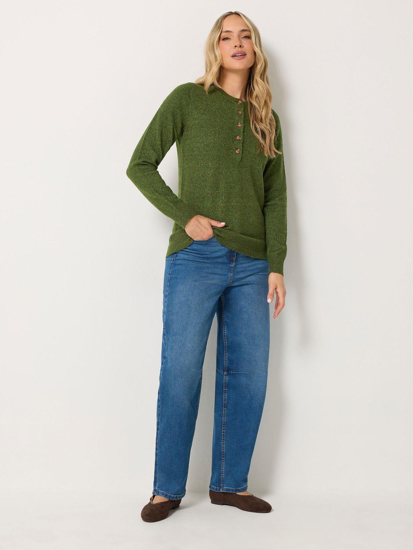 Image 3 of 4 of Long Tall Sally Womens Tall Half Button Jumper - Green