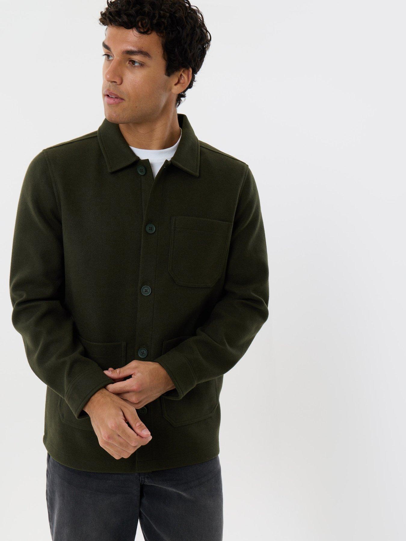 Image 1 of 5 of Threadbare Long Sleeve Button Up Shacket In Forest Green