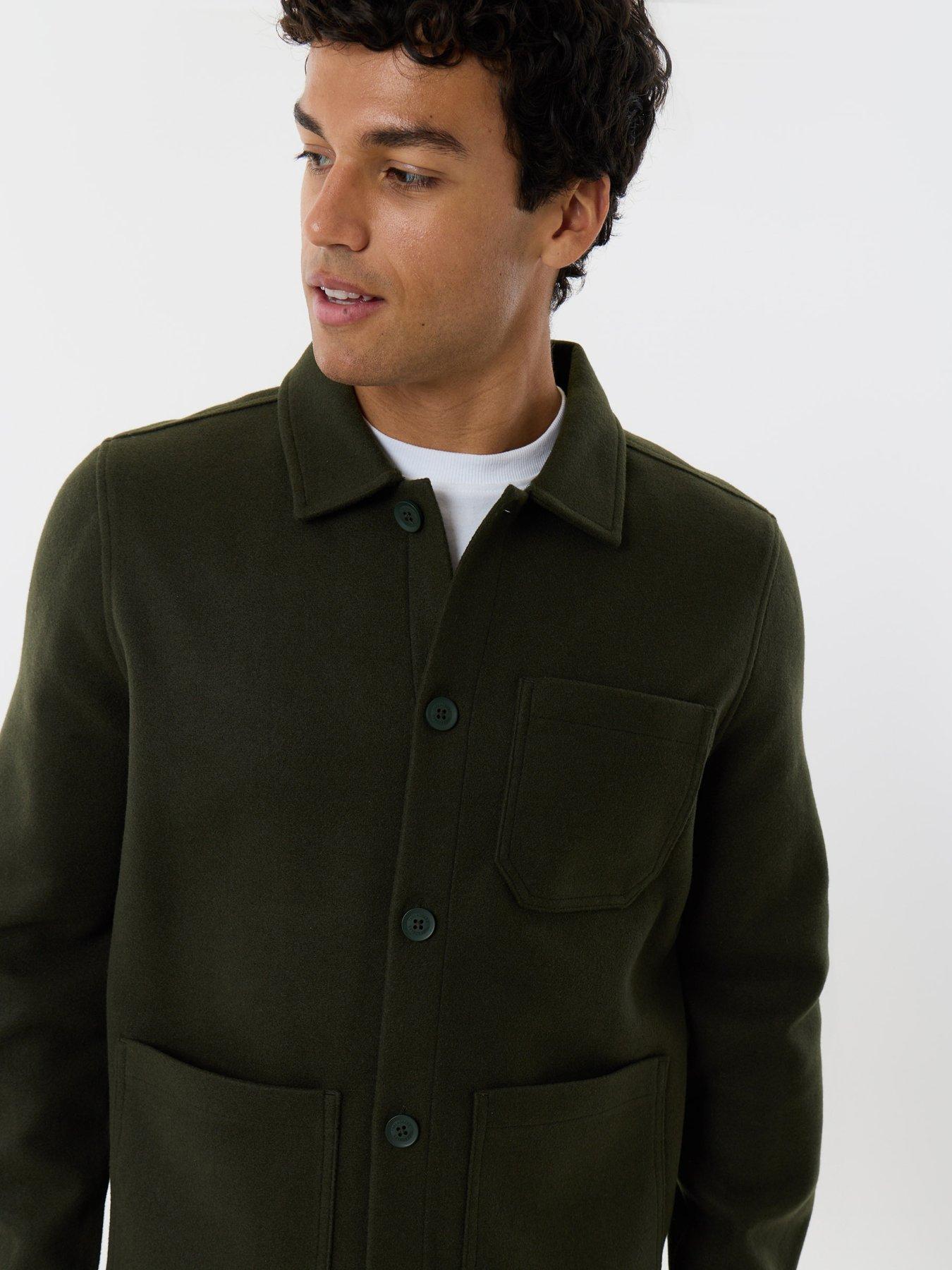 Image 4 of 5 of Threadbare Long Sleeve Button Up Shacket In Forest Green
