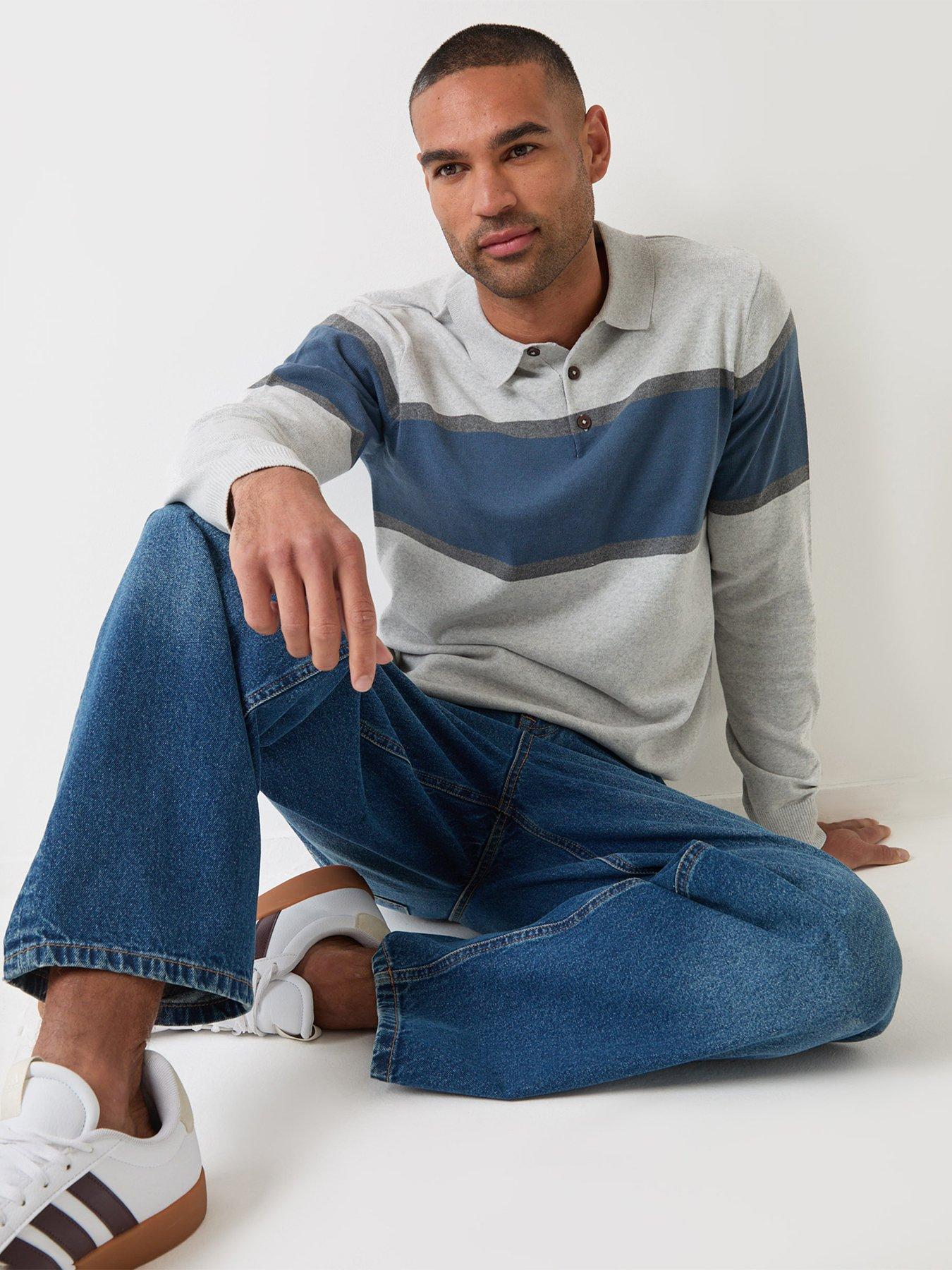 Image 1 of 5 of Threadbare Mens Knitted L/Slv Btn Polo Fairhaven - Lt Grey Marl 12gg (Regular Fit)