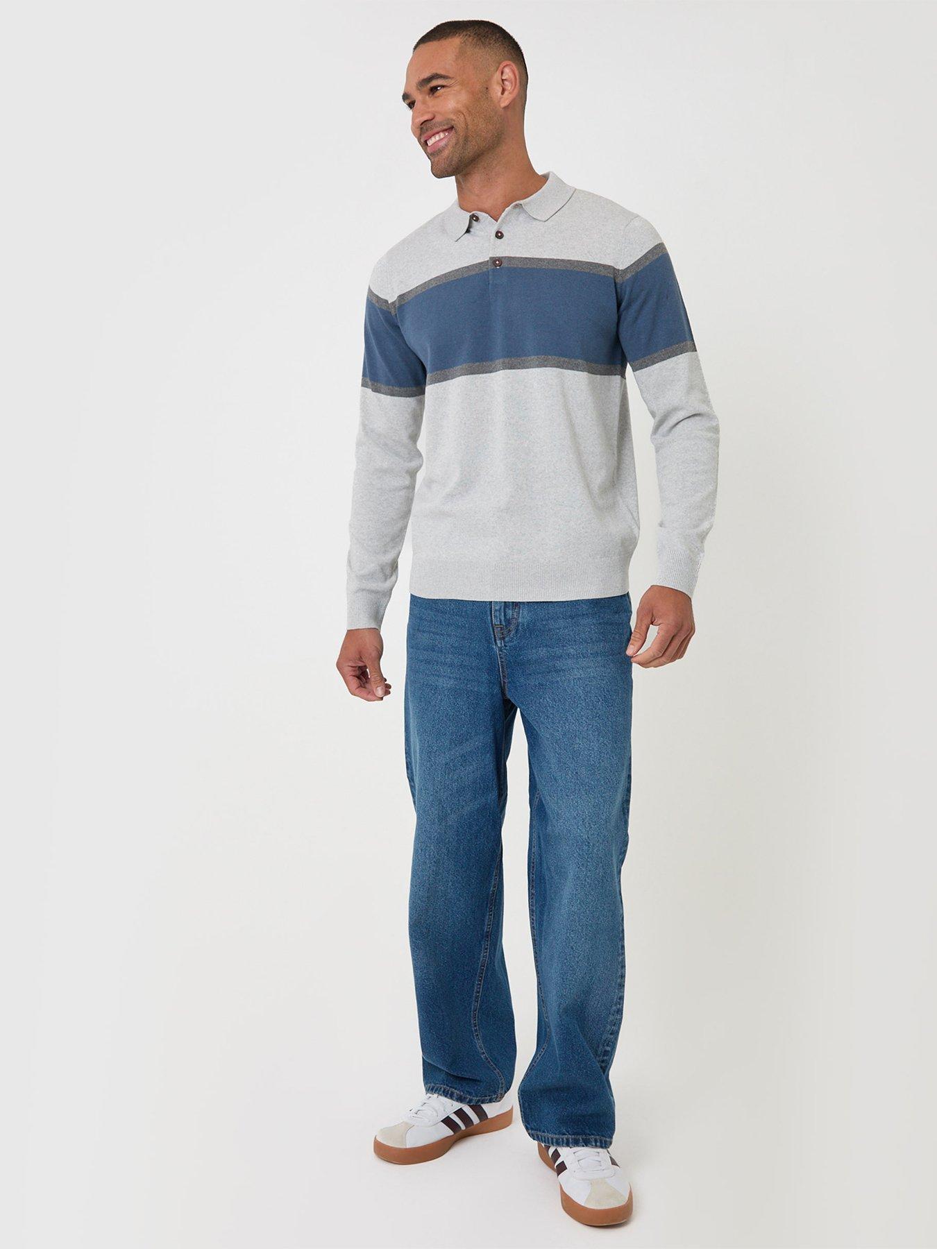 Image 3 of 5 of Threadbare Mens Knitted L/Slv Btn Polo Fairhaven - Lt Grey Marl 12gg (Regular Fit)