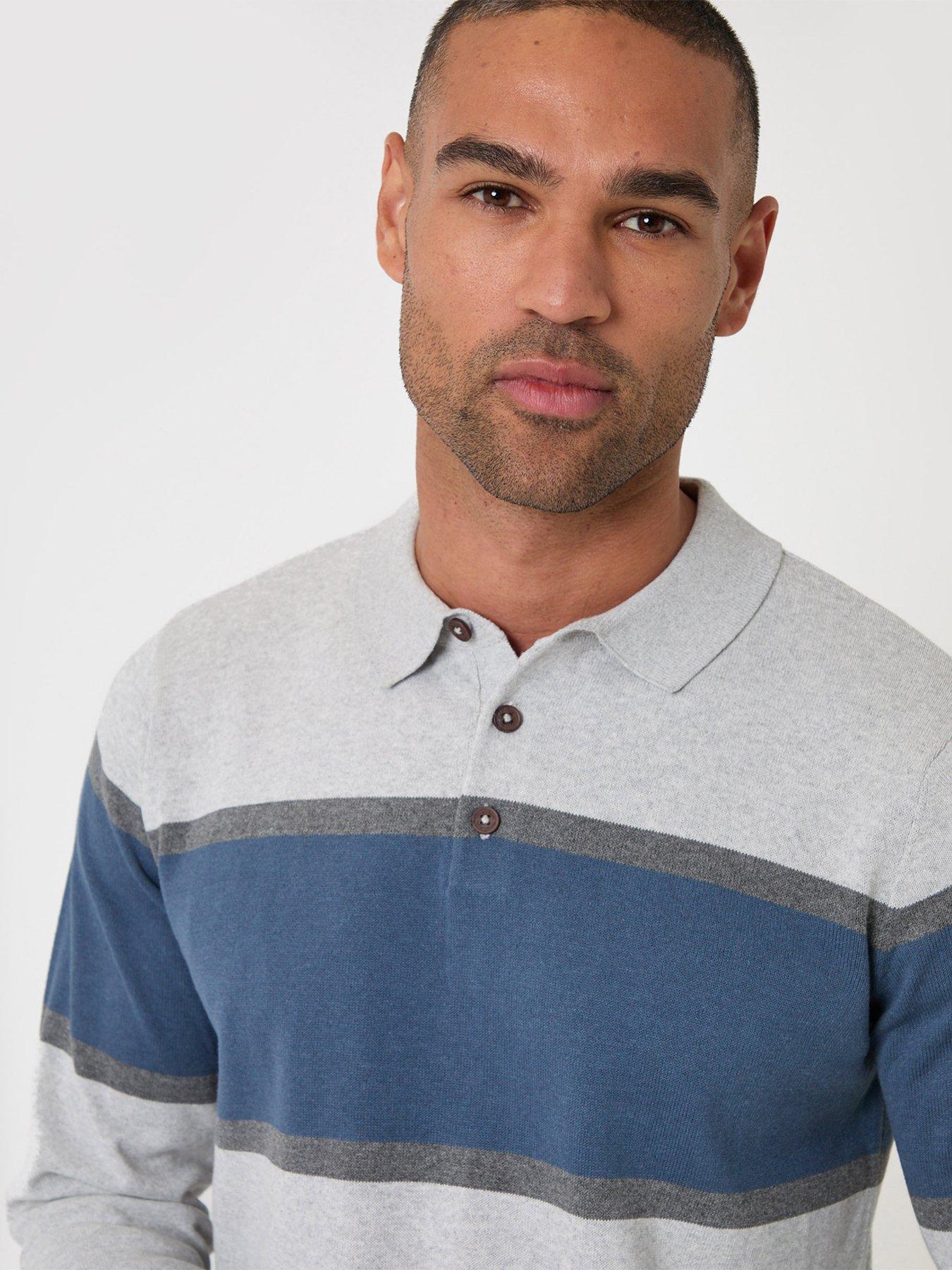 Image 4 of 5 of Threadbare Mens Knitted L/Slv Btn Polo Fairhaven - Lt Grey Marl 12gg (Regular Fit)