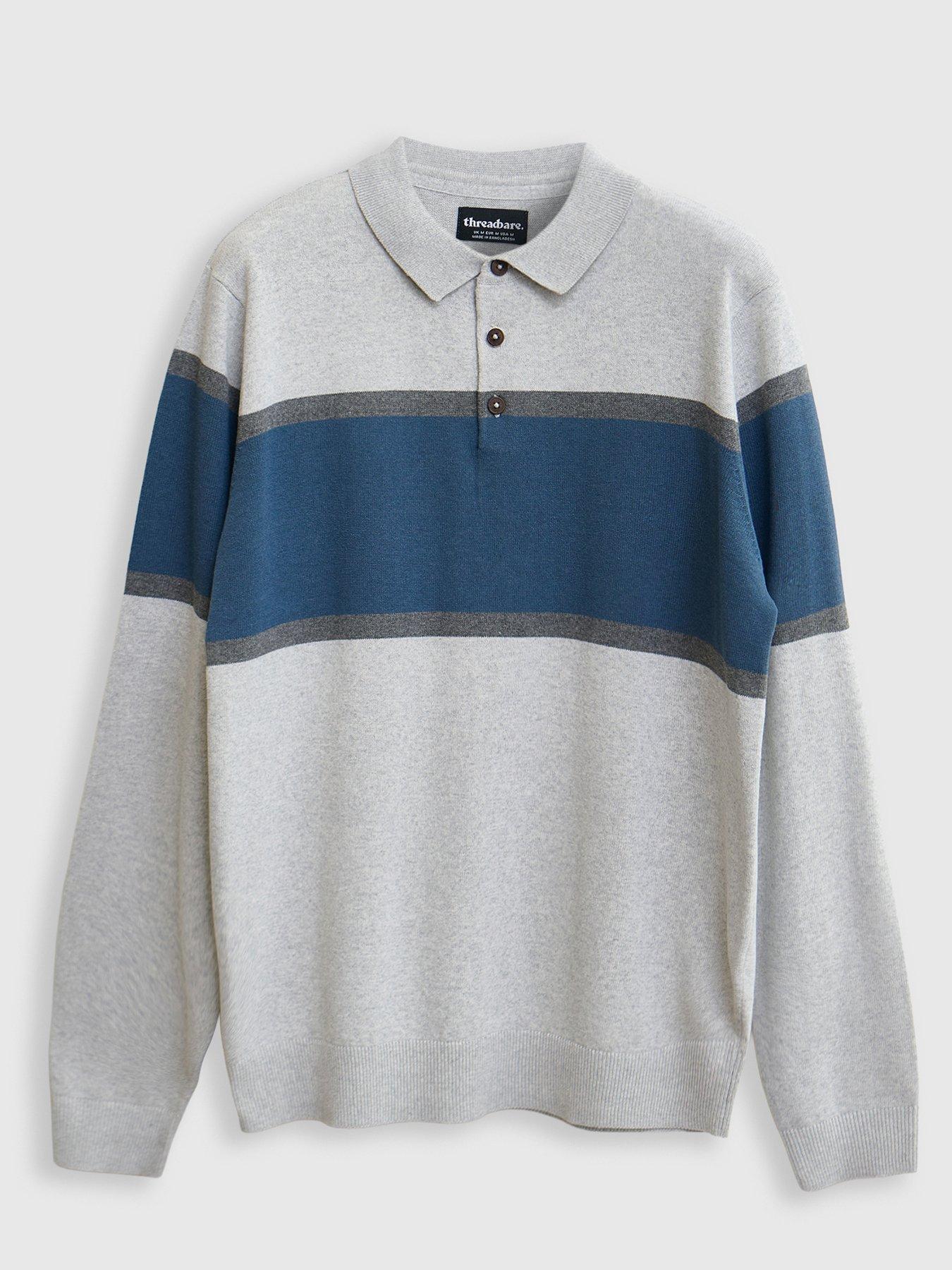 Image 5 of 5 of Threadbare Mens Knitted L/Slv Btn Polo Fairhaven - Lt Grey Marl 12gg (Regular Fit)