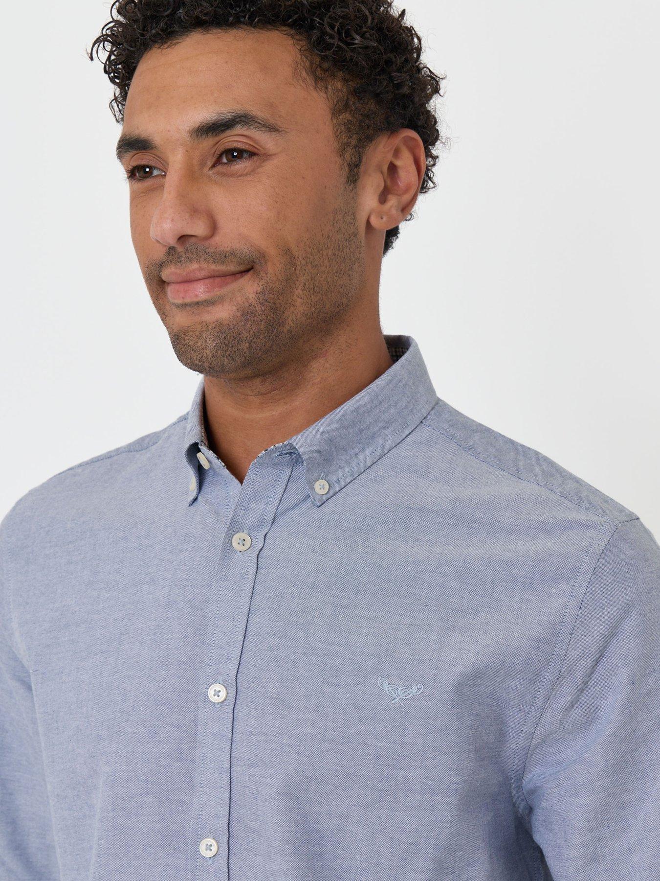 Image 4 of 4 of Threadbare Mens Shirt L/Slv Oxford Beacon - Vintage Blue/White (AW25 change to regular spec, previous spec was slim fit)