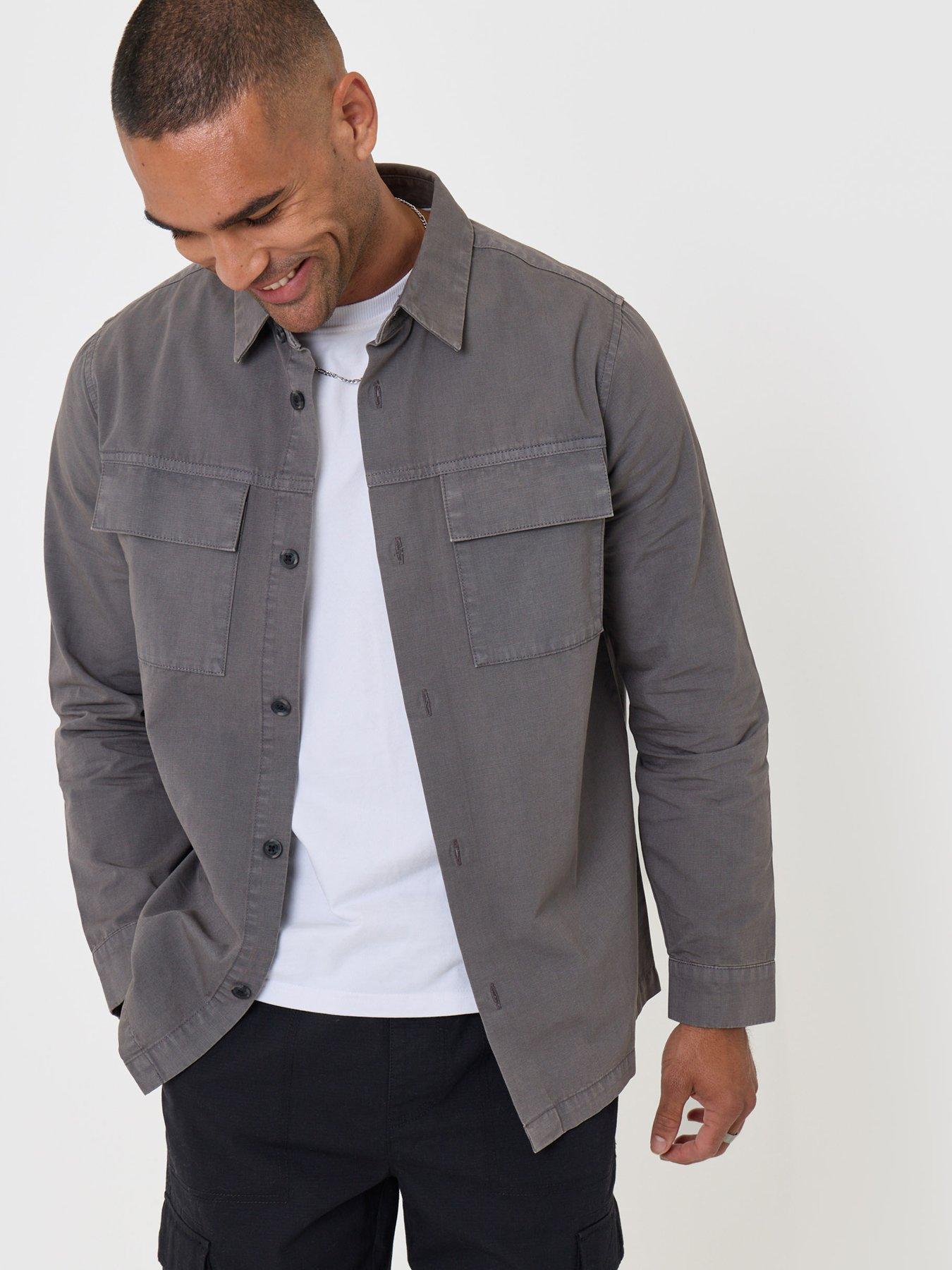 Image 1 of 5 of Threadbare Mens Shacket L/Slv Clergy - Slate (Regular Fit)