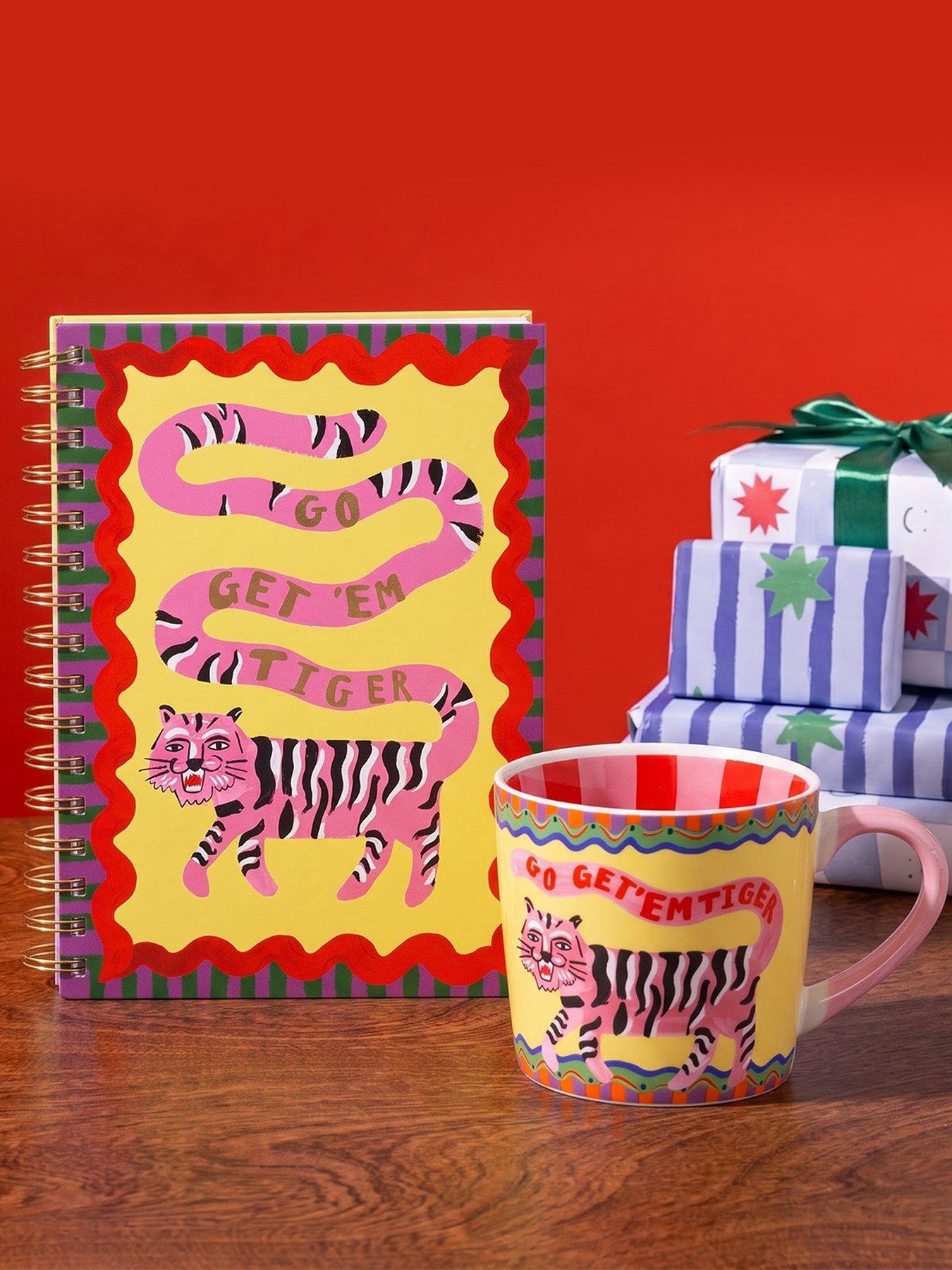 Image 1 of 7 of Eleanor Bowmer Eleanor Bowmer Go Get Em Tiger A5 Spiral Notebook &amp; Mug Set