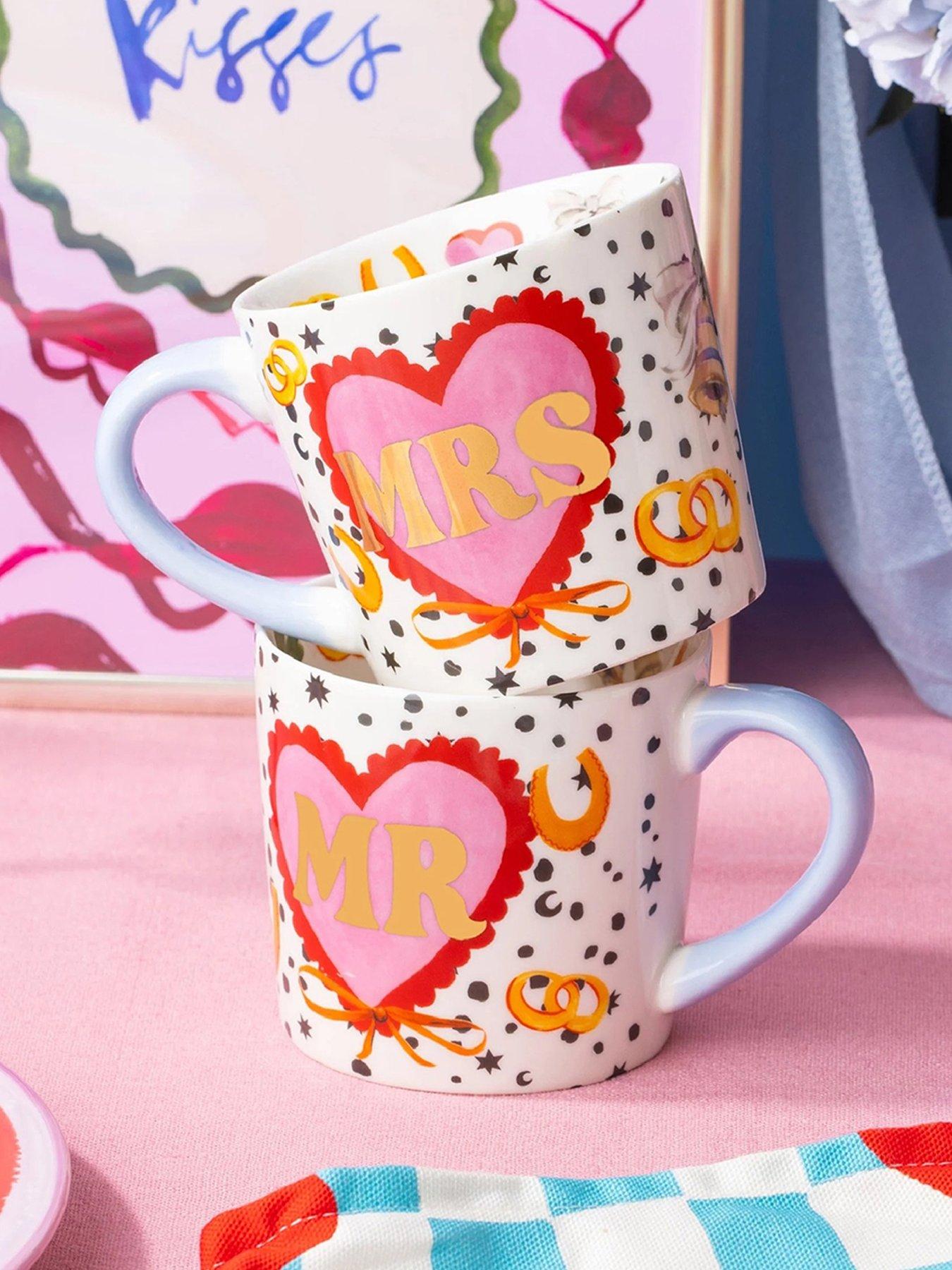 Image 1 of 6 of Eleanor Bowmer Mr &amp; Mrs Heart Set Of 2 Mug