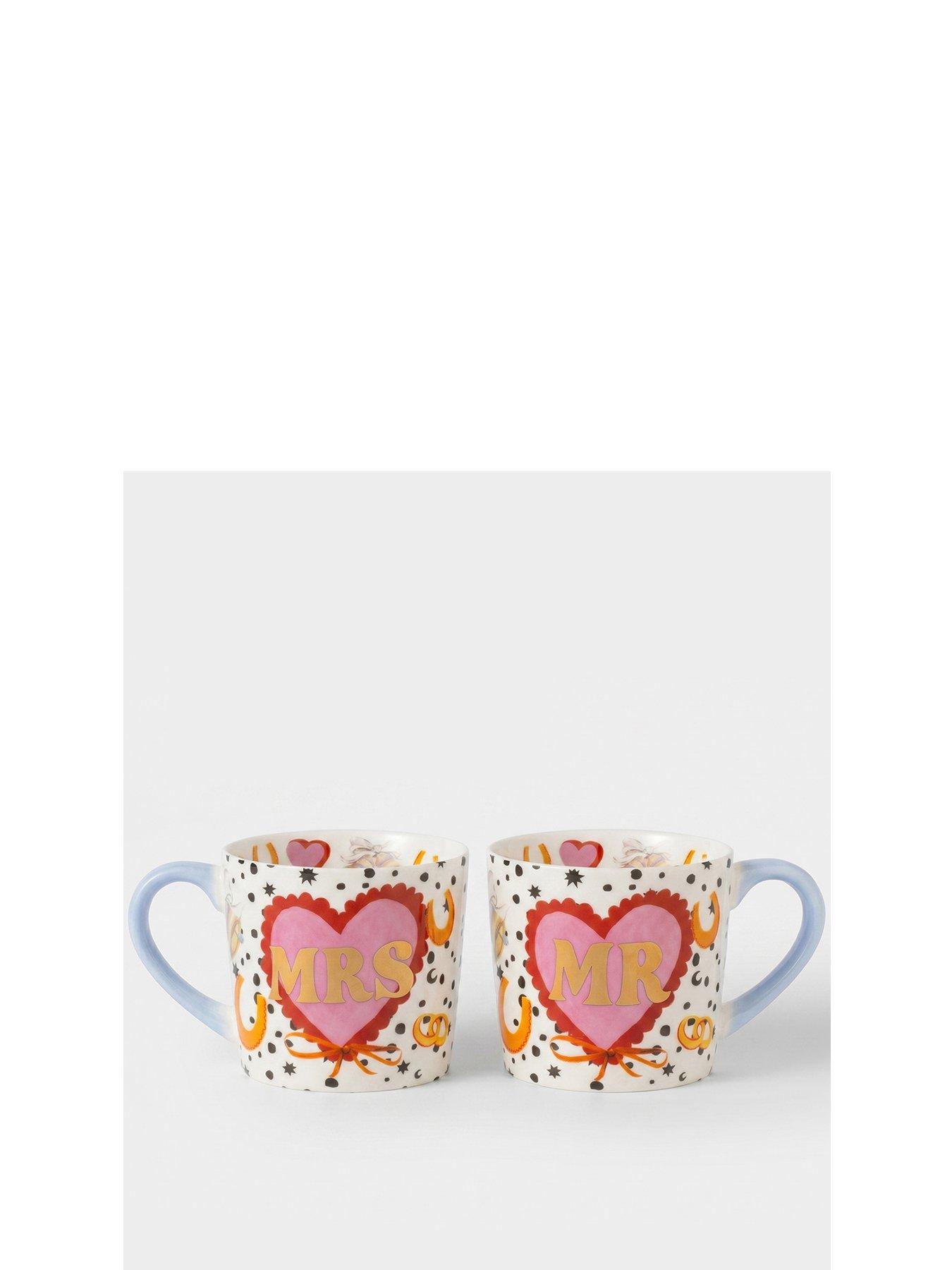 Image 2 of 6 of Eleanor Bowmer Mr &amp; Mrs Heart Set Of 2 Mug