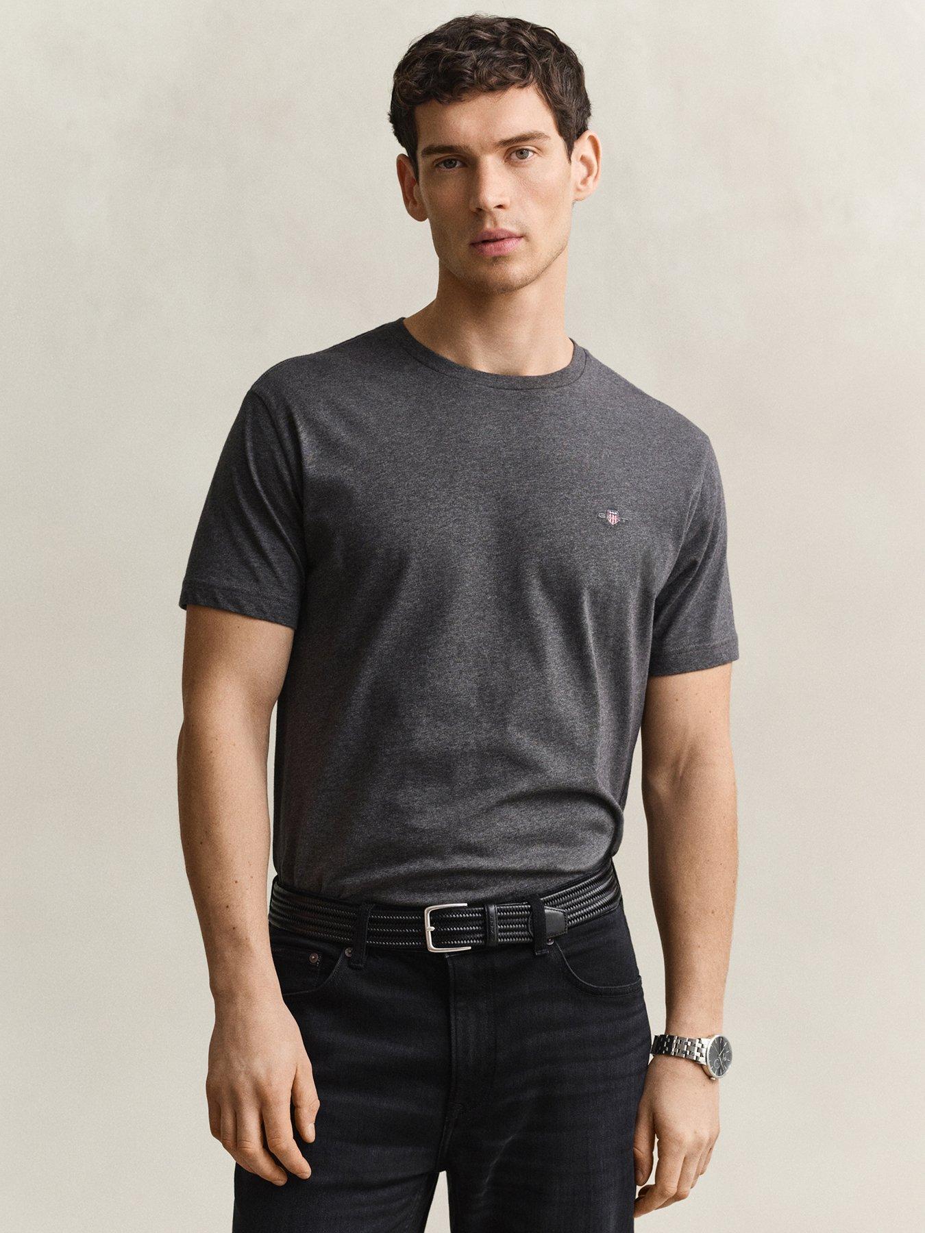 Image 1 of 4 of GANT Mens Shield Logo Crew Neck T-Shirt - Dark Grey