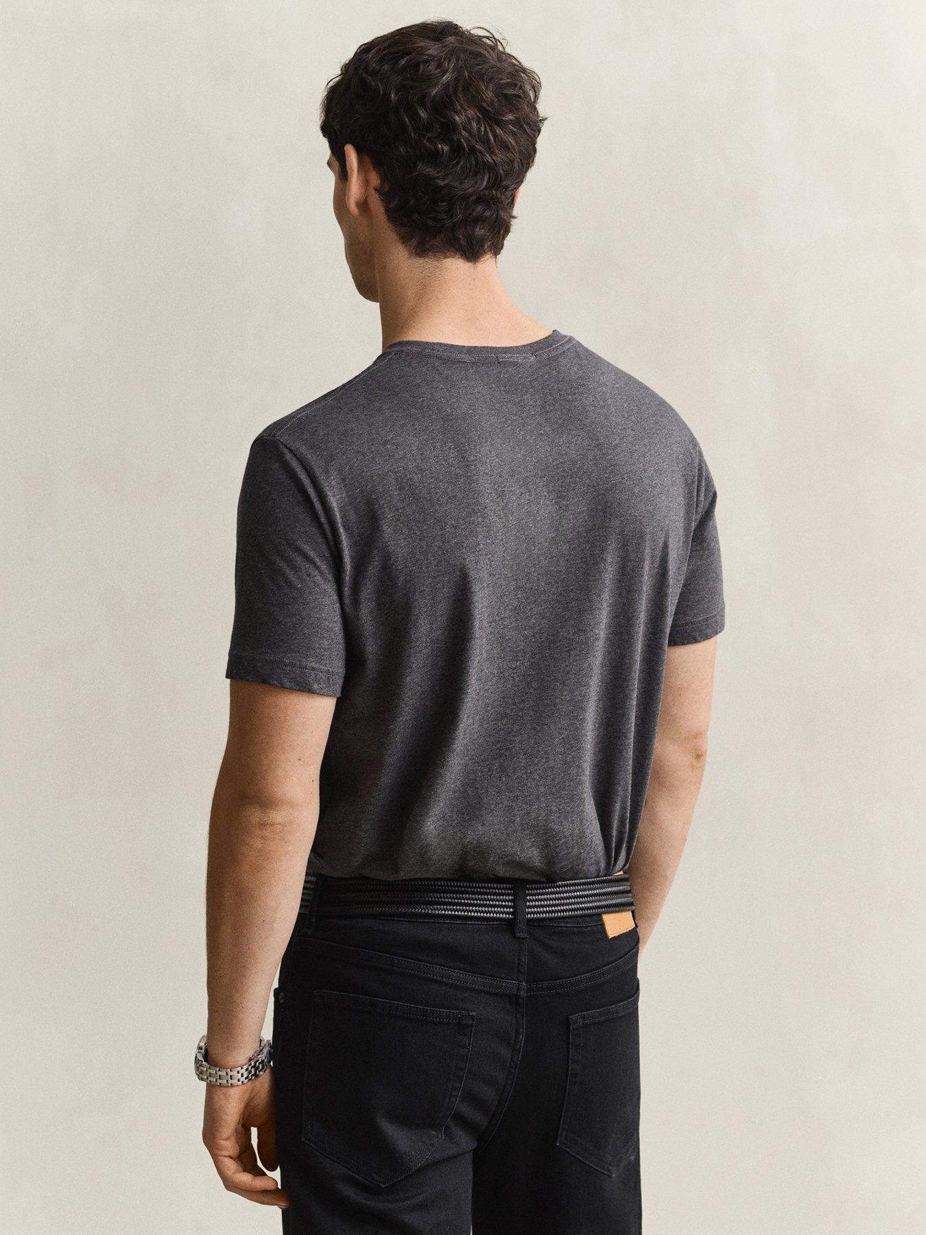 Image 2 of 4 of GANT Mens Shield Logo Crew Neck T-Shirt - Dark Grey