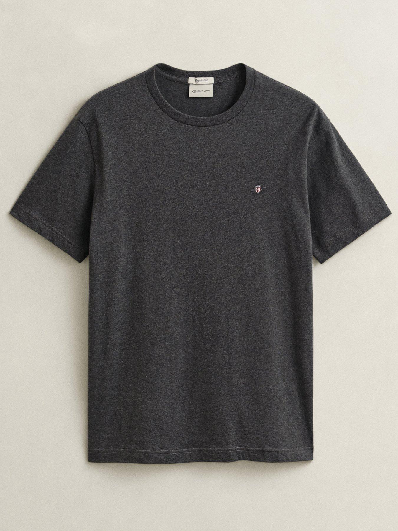 Image 4 of 4 of GANT Mens Shield Logo Crew Neck T-Shirt - Dark Grey
