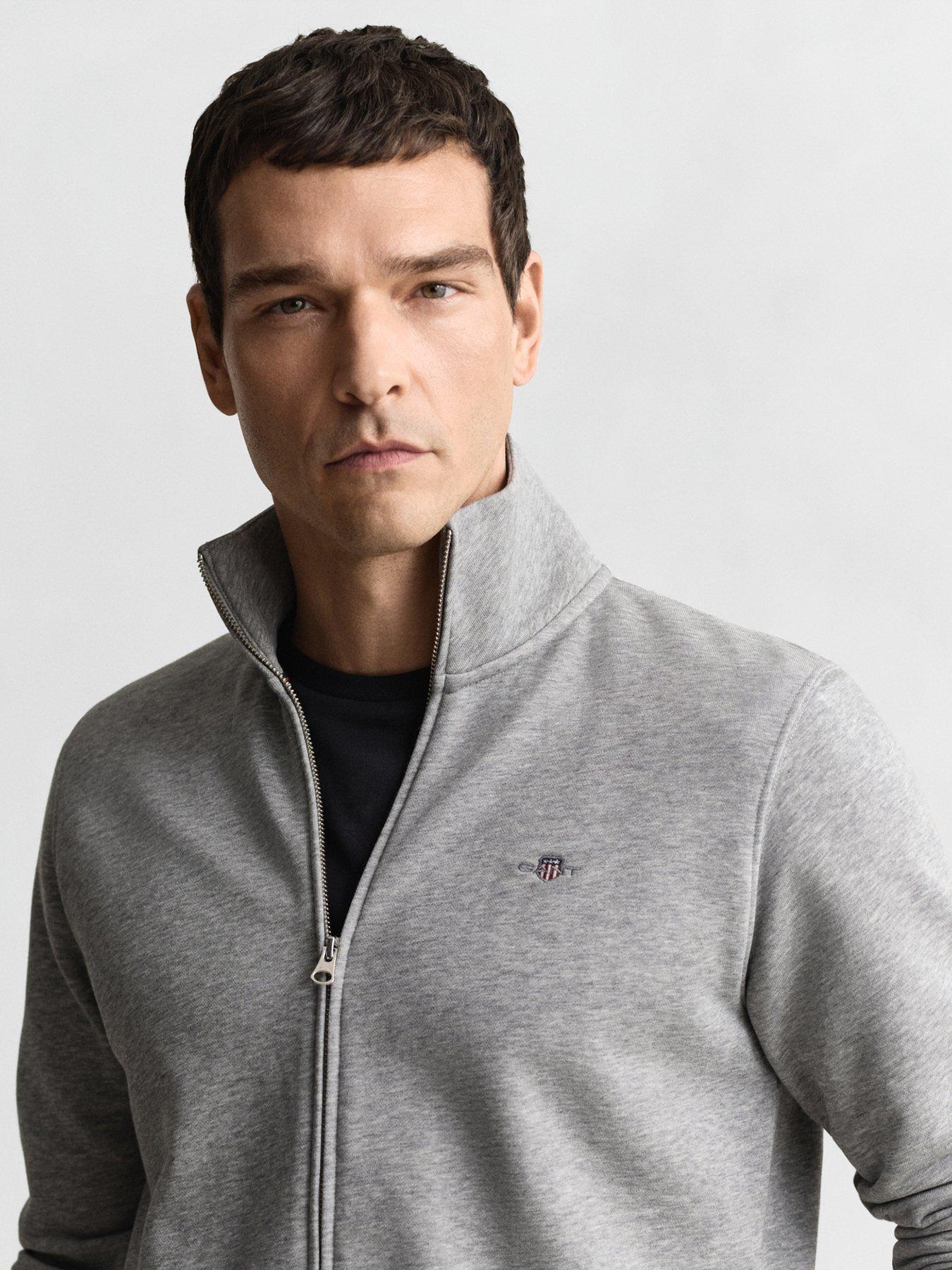 Image 3 of 5 of GANT Mens Regular Shield Full Zip Sweatshirt - Light Grey