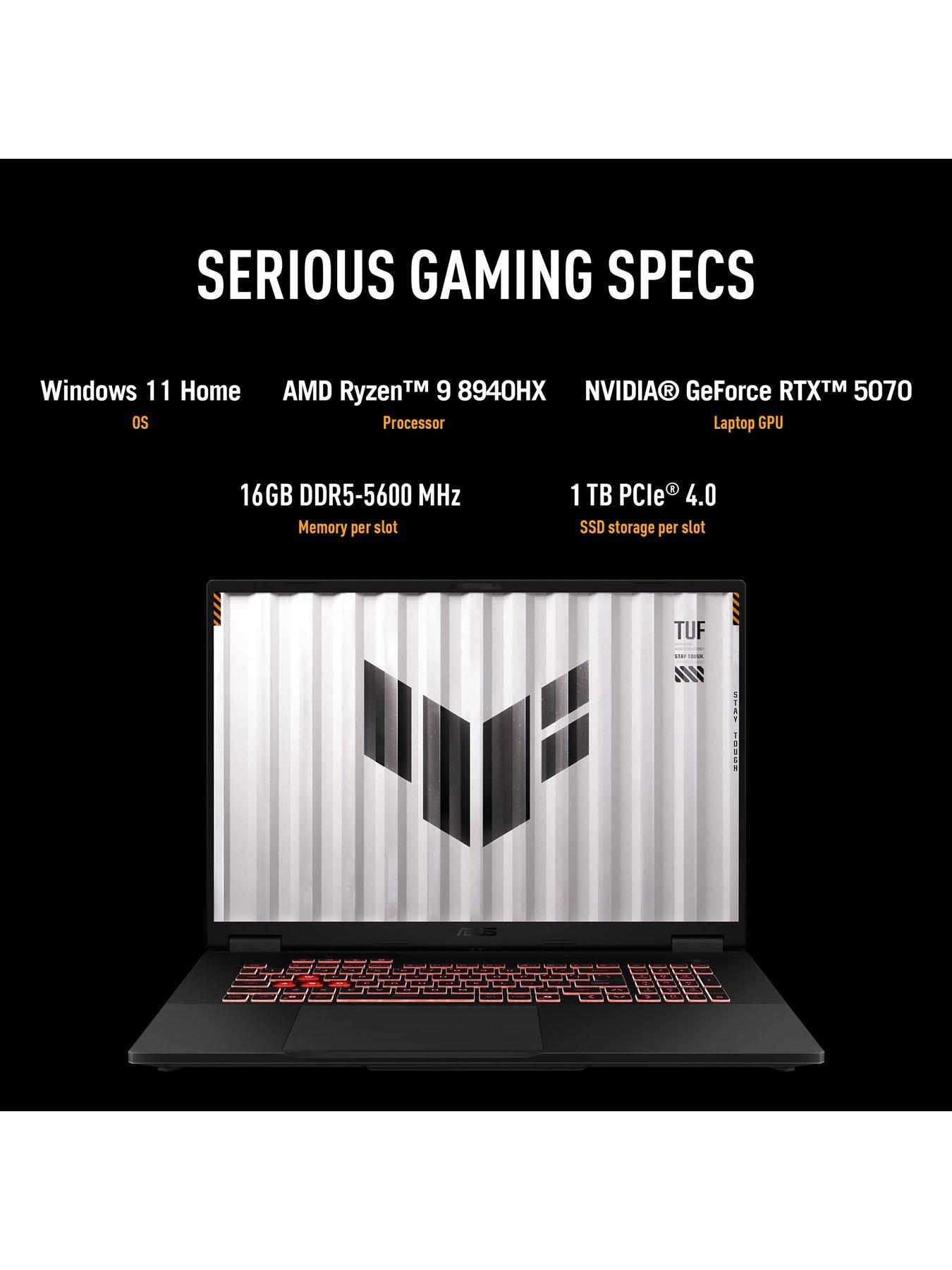 Image 3 of 7 of Asus TUF Gaming A16 16in 1920 x 1200 Gaming Laptop - GeForce RTX 5070 - AMD Ryzen 9 8940HX - 16GB RAM, 1TB SSD - Grey