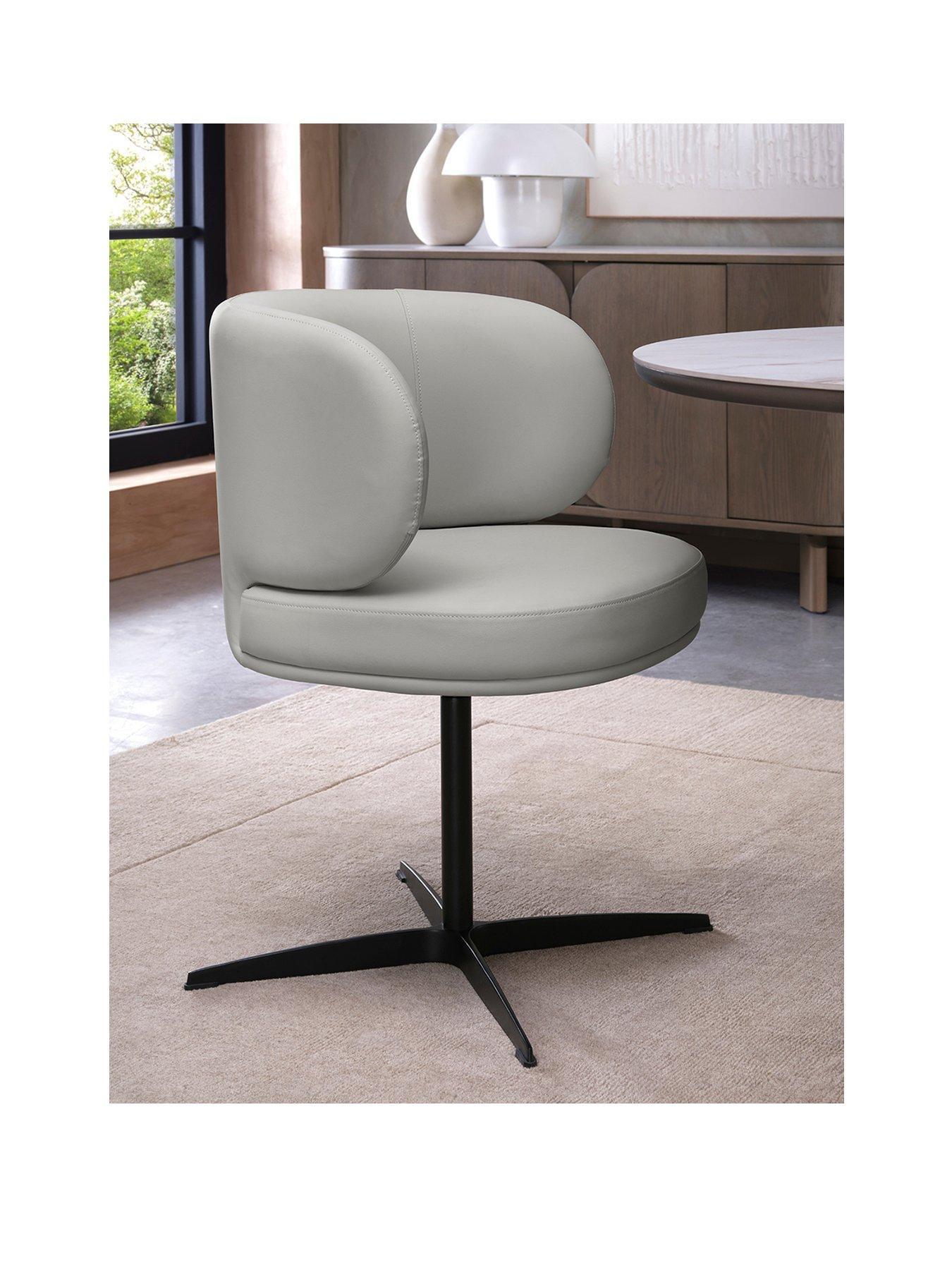 Image 2 of 6 of Bentley Designs Marcel Swivel Pair Of Dining Chairs - Light Grey Faux Leather