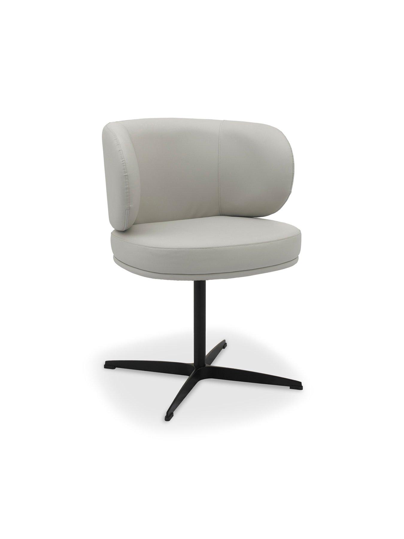 Image 3 of 6 of Bentley Designs Marcel Swivel Pair Of Dining Chairs - Light Grey Faux Leather