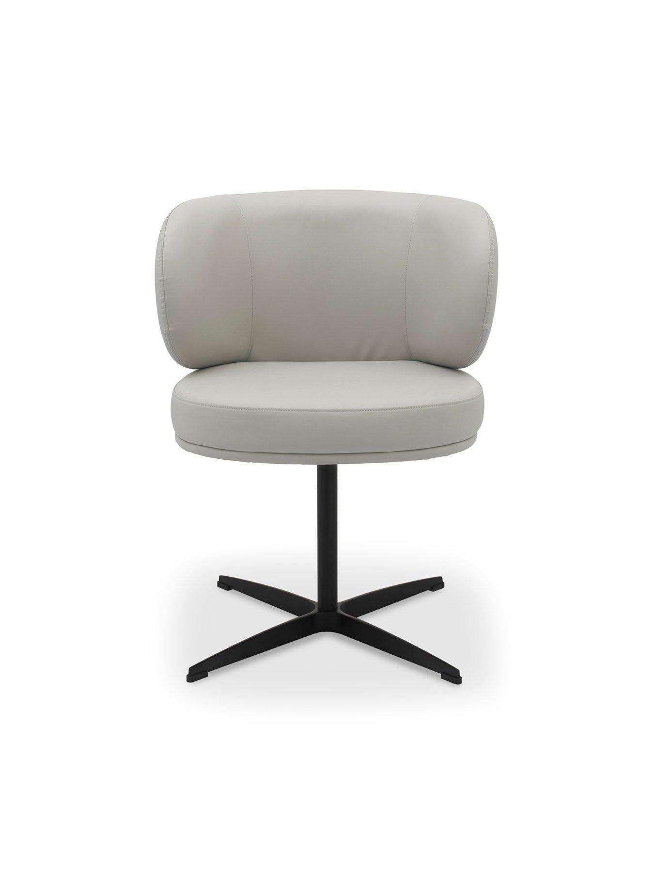 Image 4 of 6 of Bentley Designs Marcel Swivel Pair Of Dining Chairs - Light Grey Faux Leather