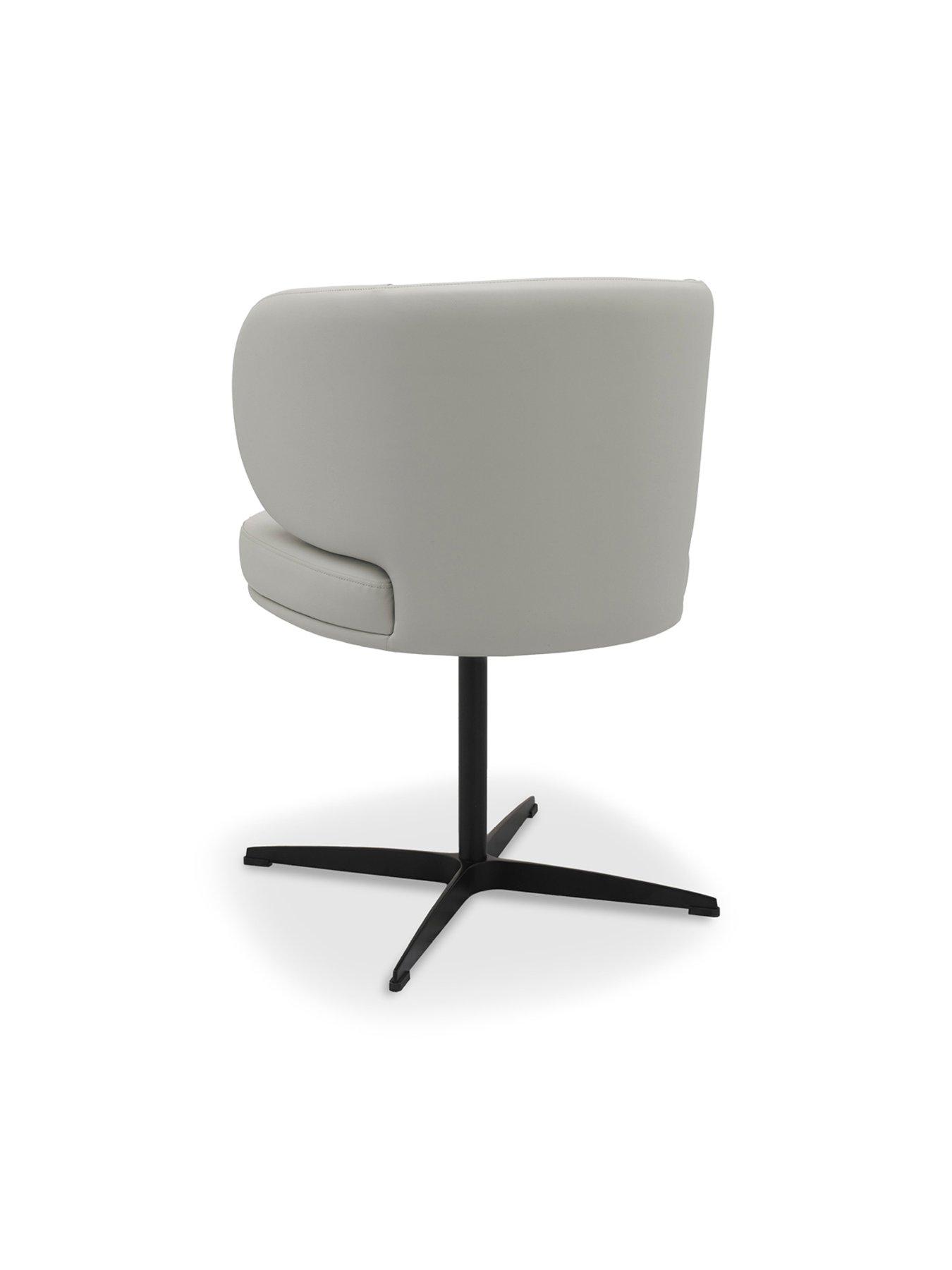 Image 5 of 6 of Bentley Designs Marcel Swivel Pair Of Dining Chairs - Light Grey Faux Leather