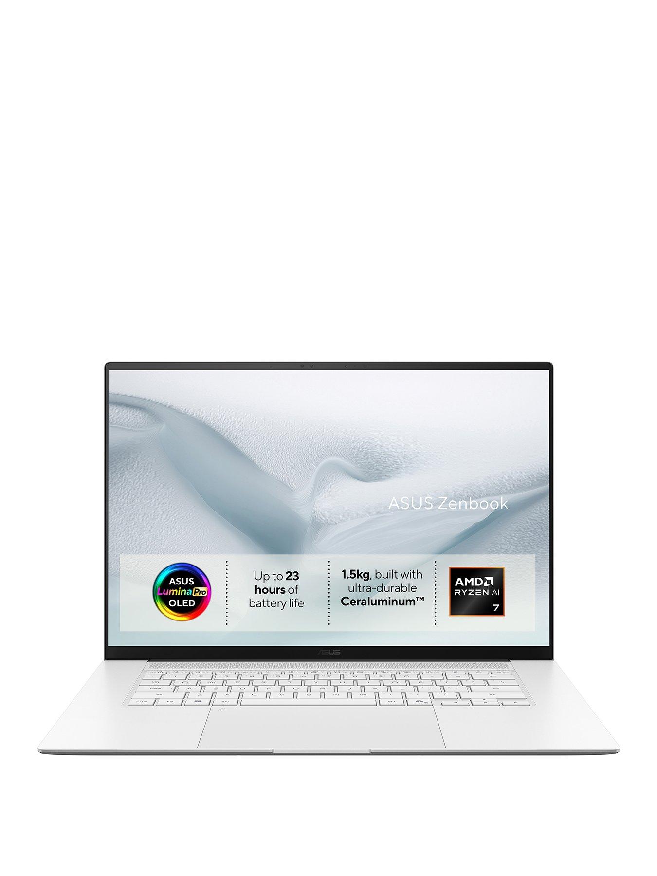 Image 1 of 7 of Asus Zenbook S16 16in 3K 2880 x 1800 Laptop - AMD Ryzen AI 7 445 - 16GB RAM, 512GB SSD - White