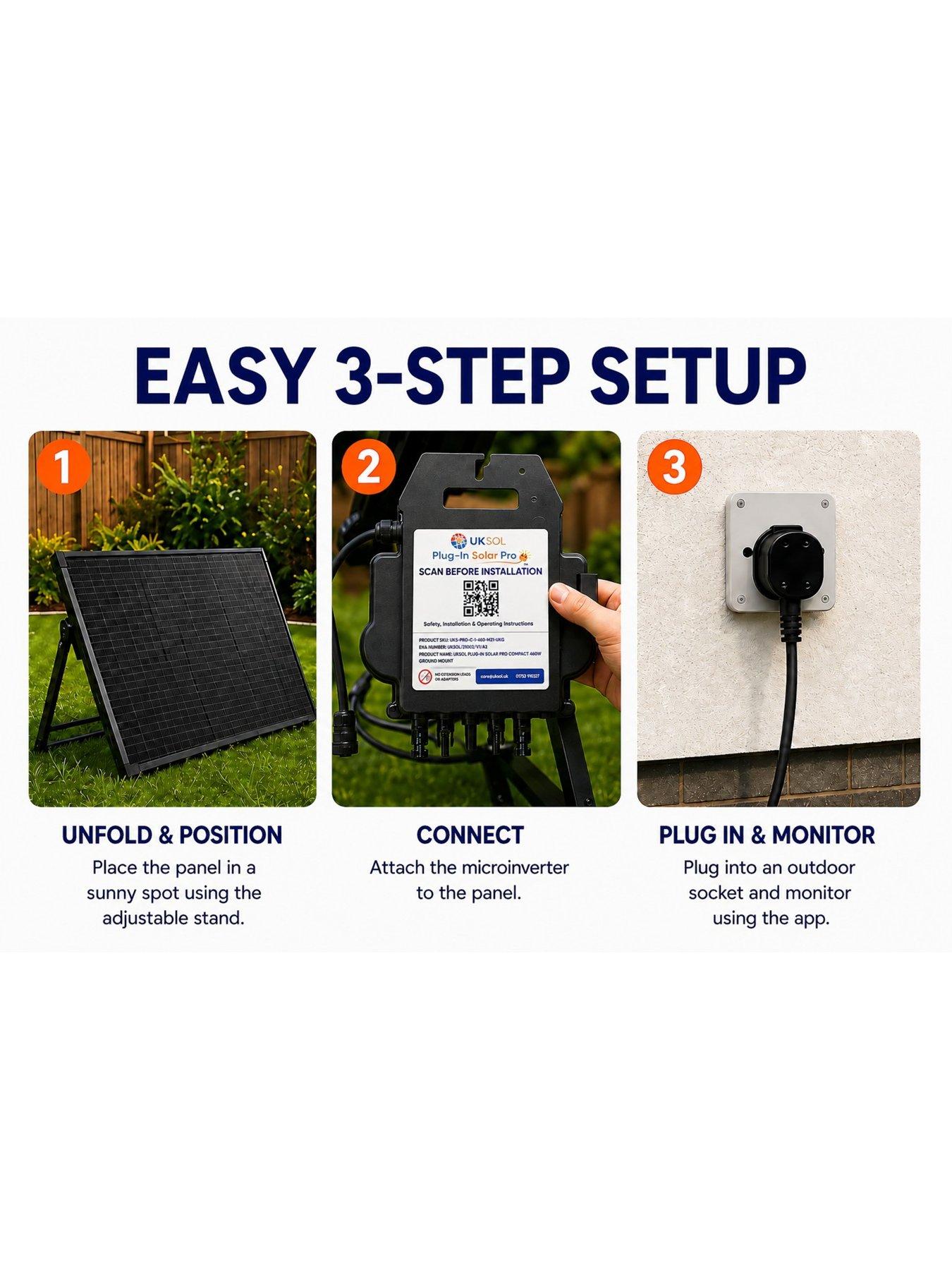 Image 6 of 7 of UKSOL 460w&nbsp;Plug-in Solar Pro Compact Ground Mount (APSystems EZ1-M, 1x 460W panel)