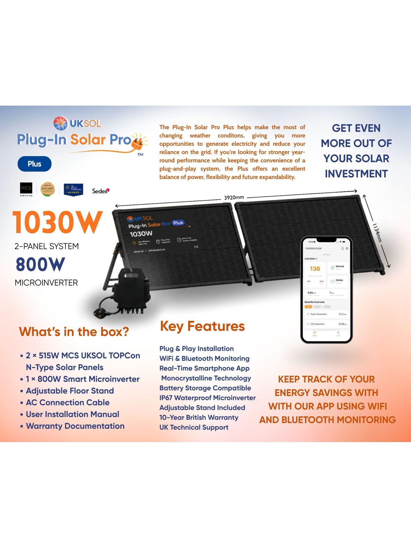 Image 2 of 7 of UKSOL 1030w&nbsp;Plug-in Solar Pro Plus Hybrid Mount (APSystems EZ1-M, 2x 515W panel)