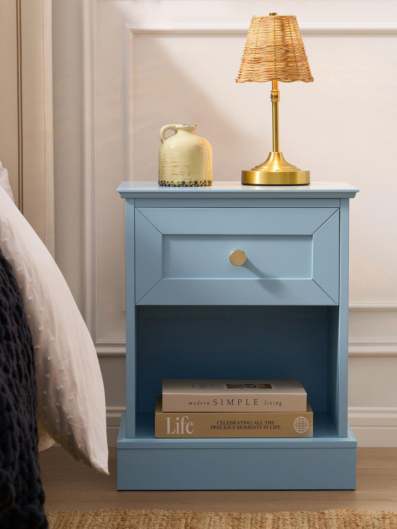 Image 1 of 7 of Dusk Ruby 1 Drawer Nighstand - Sky Blue